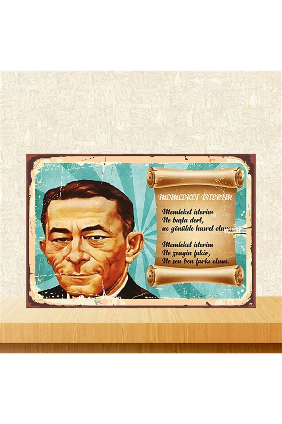 Memleket Isterim Cahit Sıtkı Tarancı Ahşap Retro Poster