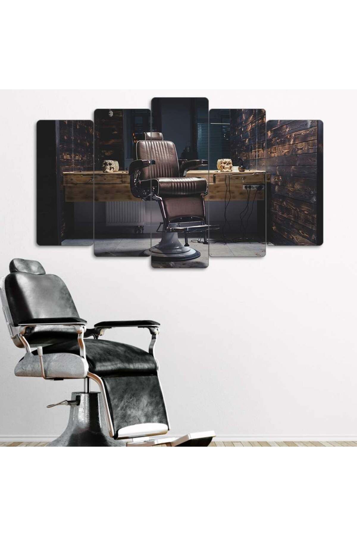 Retro Atmosferin İzleri - 5 Parçalı Berber Tablo