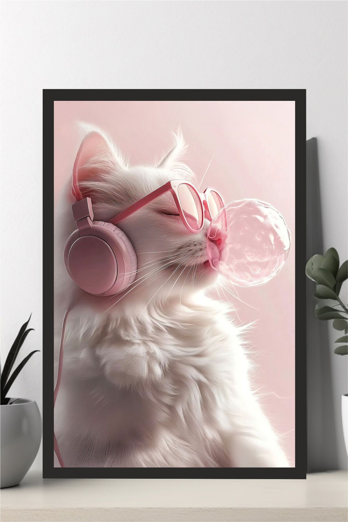 Kedi tasarımlı Çerçeve Görünümlü Mdf Tablo