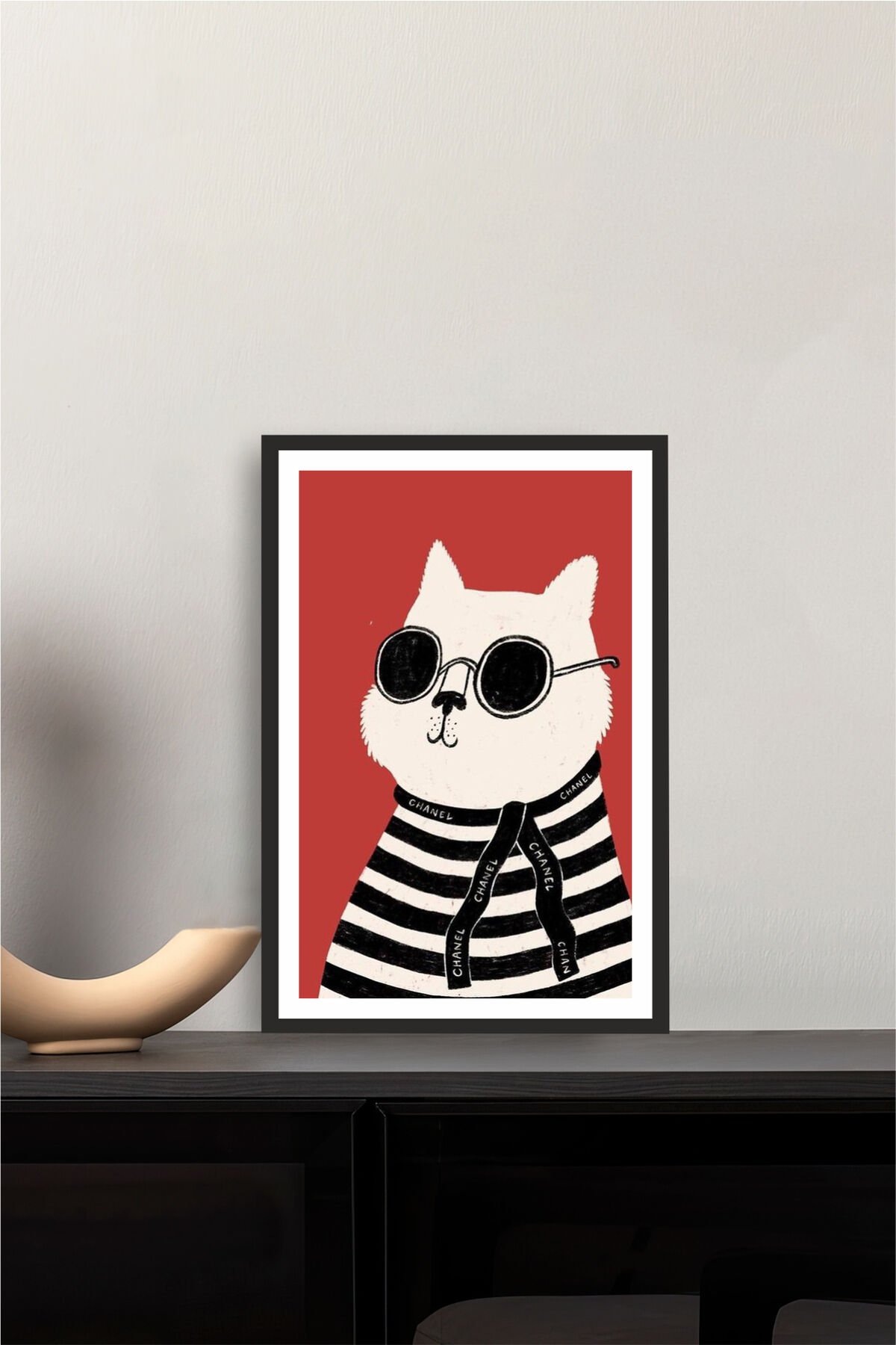 Kedi tasarımlı Çerçeve Görünümlü Mdf Tablo