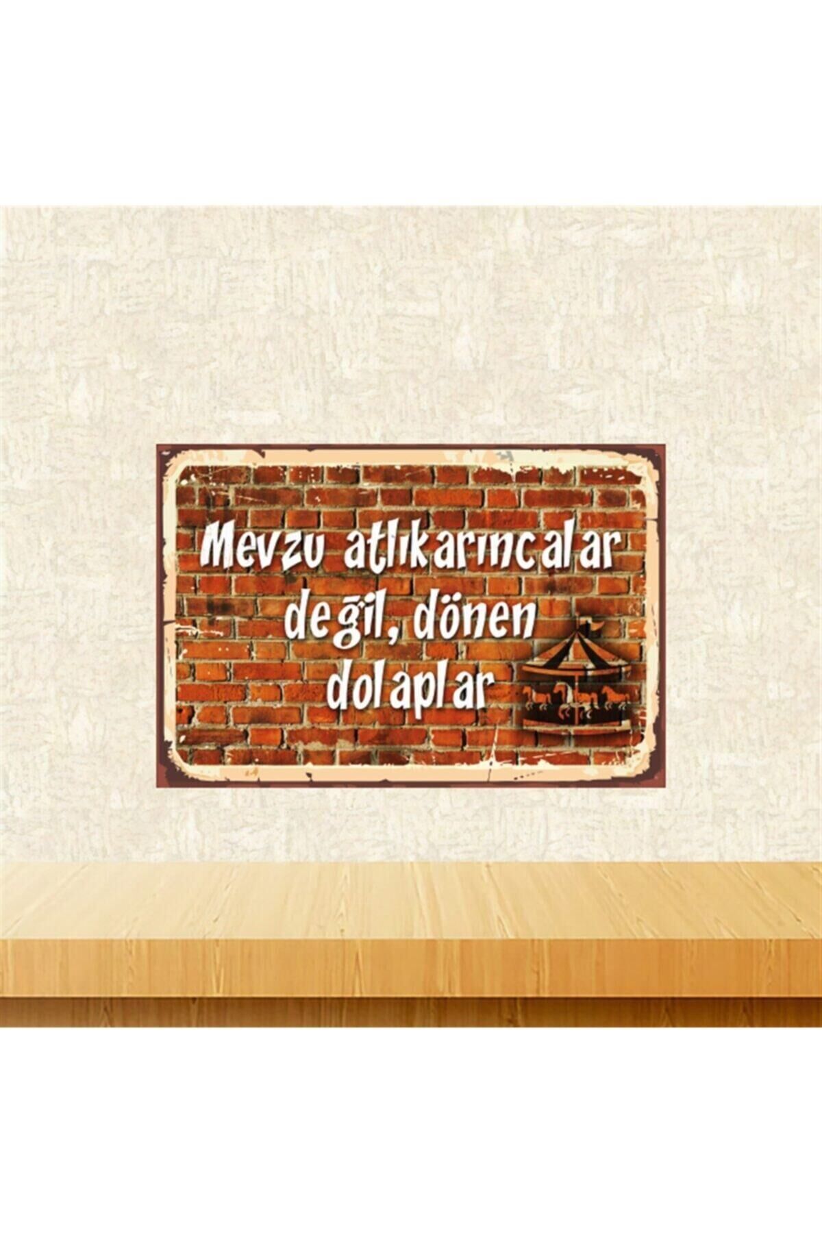 Beyaz Mevzu Atlıkarıncalar Değil Dönen Dolaplar Retro Ahşap Tablo Tkfx5457