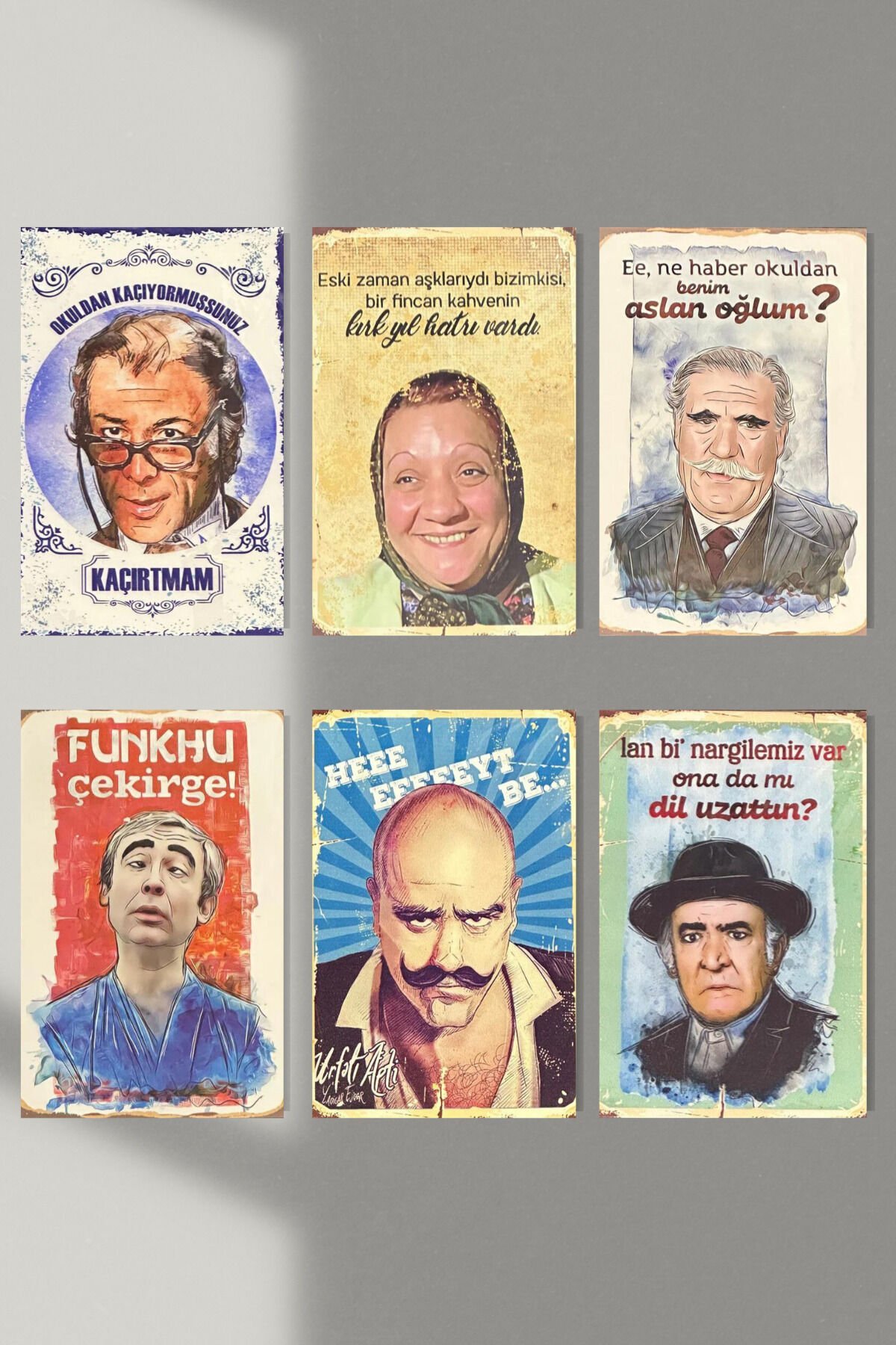''yeşilçam 2'' Ahşap Poster Altılı Set 20*15 Cm