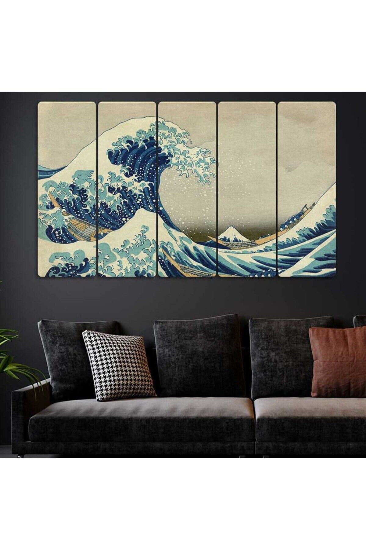Kanagawa'nın Büyük Dalgası, Katsushika Hokusai - 5 Parçalı Tablo