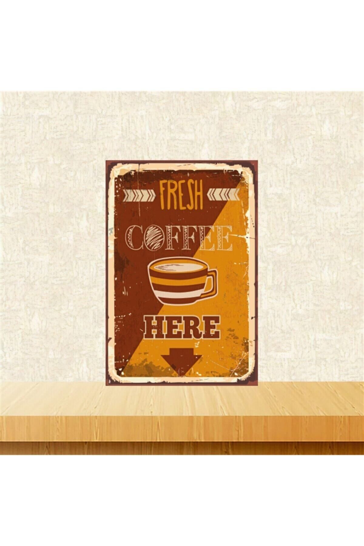 Coffee Here 20-30 Cm Retro Ahşap Tablo Tkfx5331