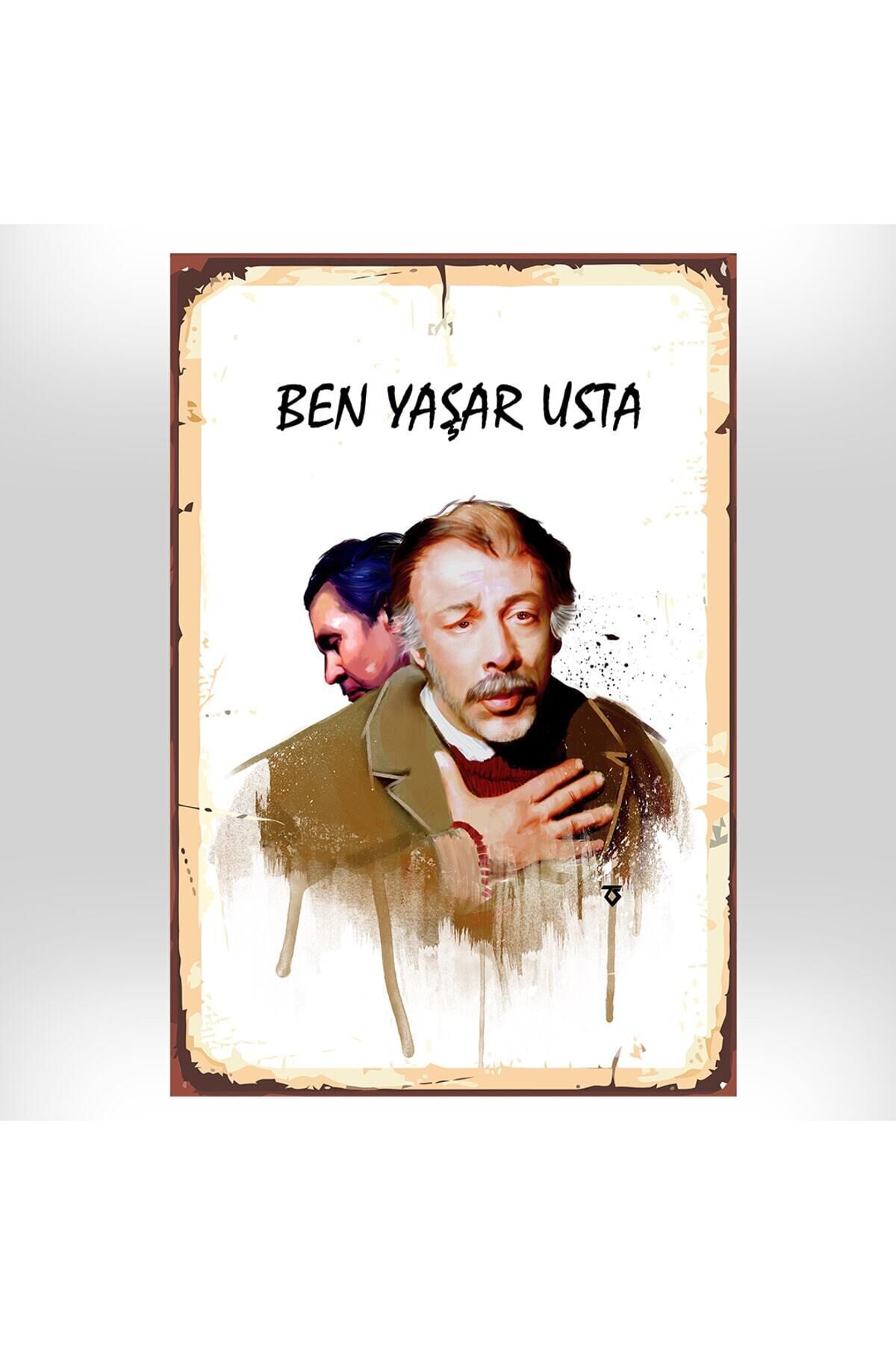Bizim Aile Yaşar Usta Ben Yaşar Usta (münir Özkul) Tasarımlı 20x30 Cm Retro Ahşap Tablo