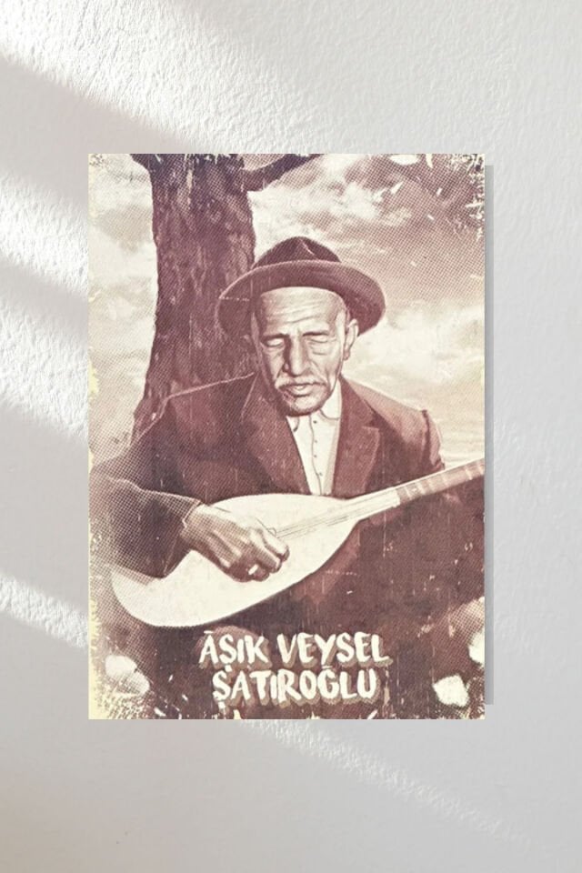 ''aşık Veysel'' Ahşap Poster Üçlü Set 20*15 Cm