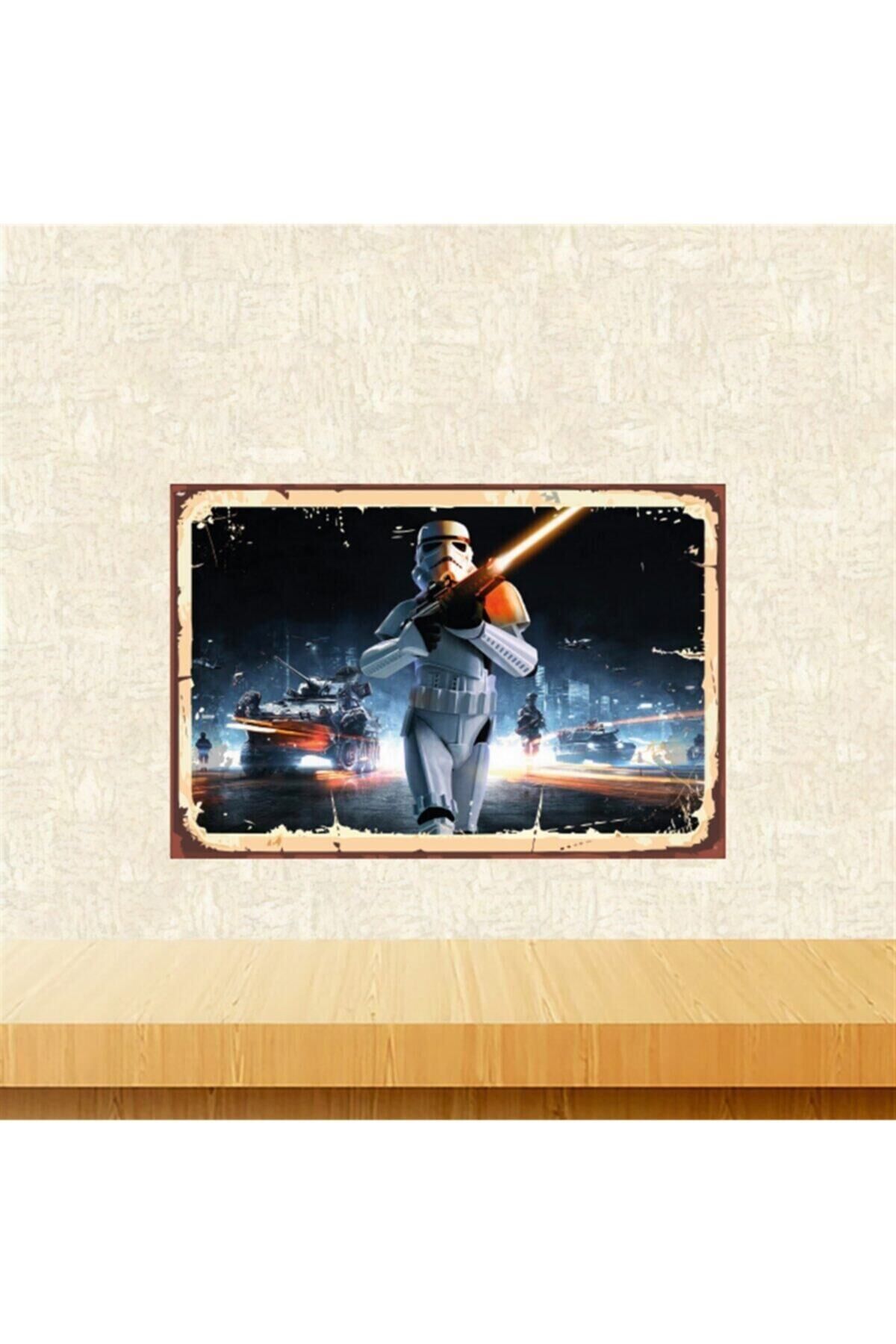 Star Wars Tasarımlı Retro Ahşap Tablo Tkfx5681