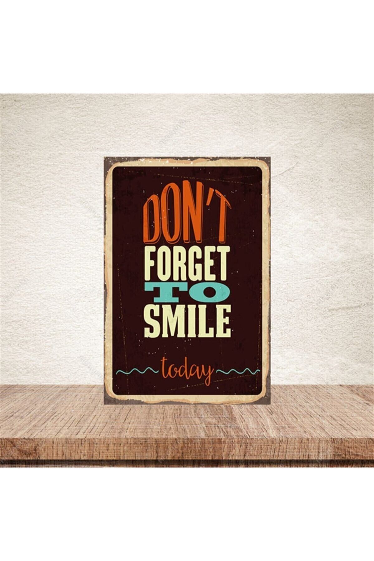 Dont Forget To Smile Retro Ahşap Poster 20-30 cm
