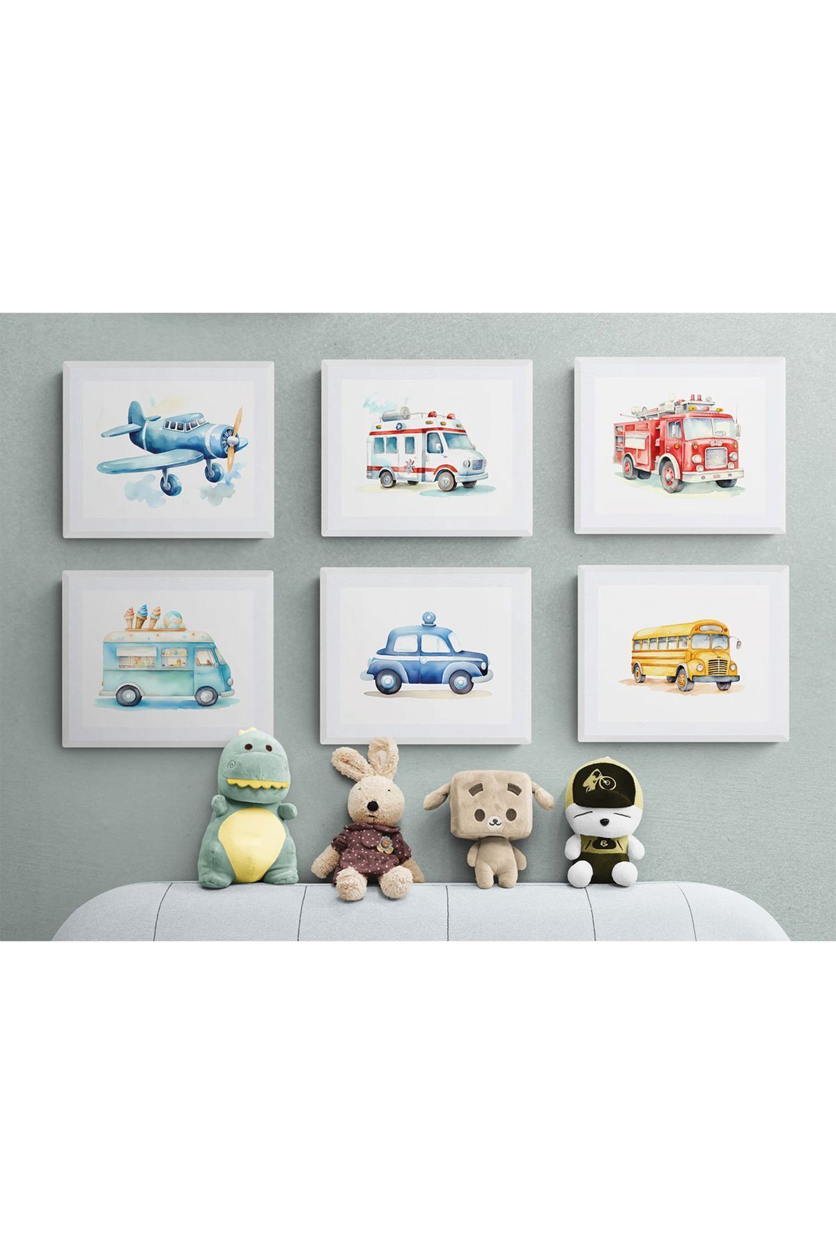 Renkli Oyuncak İllüstrasyonlu Temalı Çocuk Odası 6'lı Tablo Set