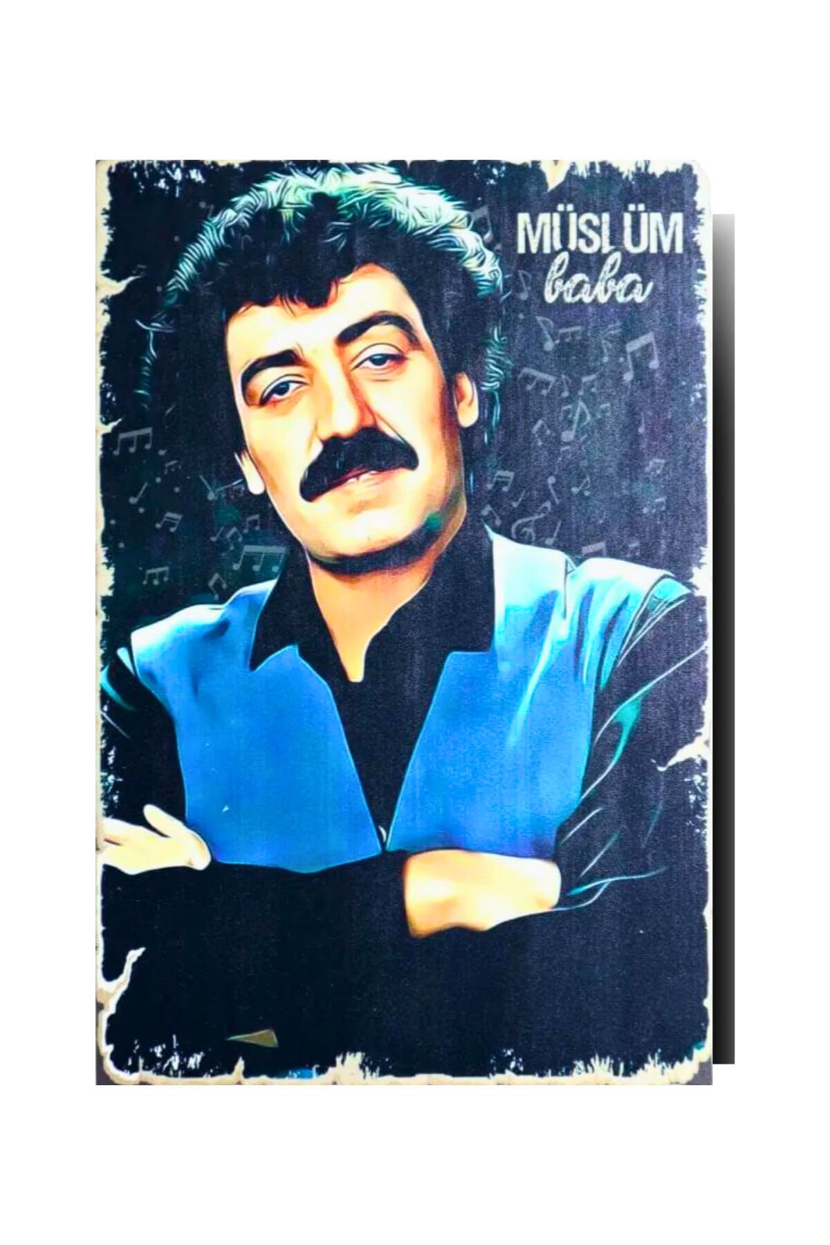 ''Müslüm Gürses Baba'' Ahşap Poster - 20x30 cm (3mm MDF) - Çift Taraf Bantlı