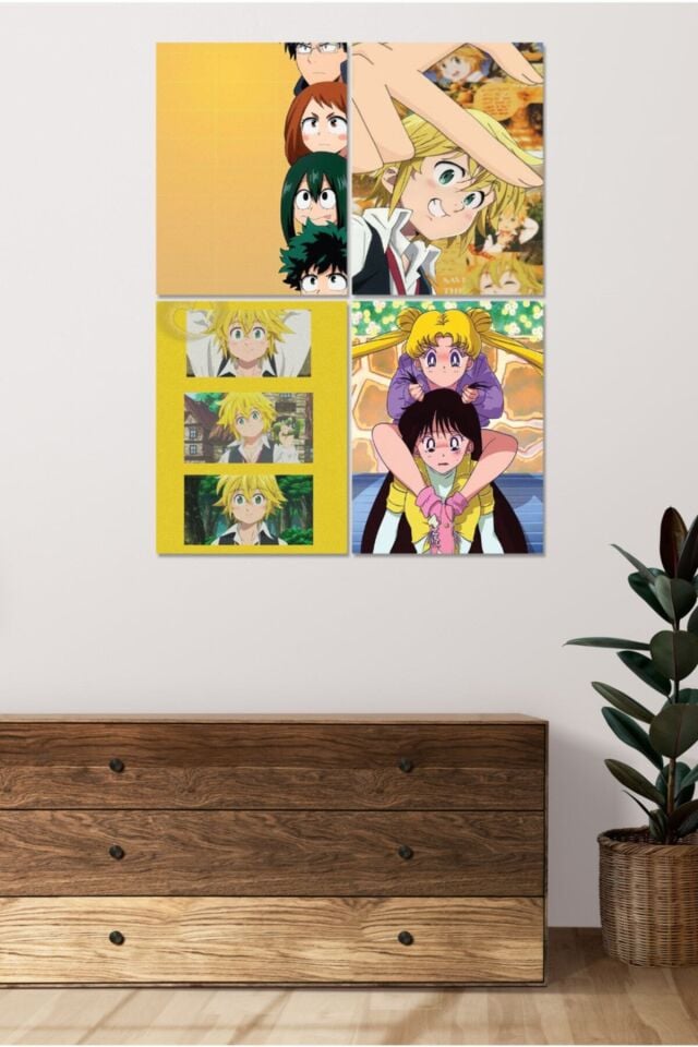 4 Parçalı Çerçeve Görünümlü Mdf Tablo Seti Dnu038