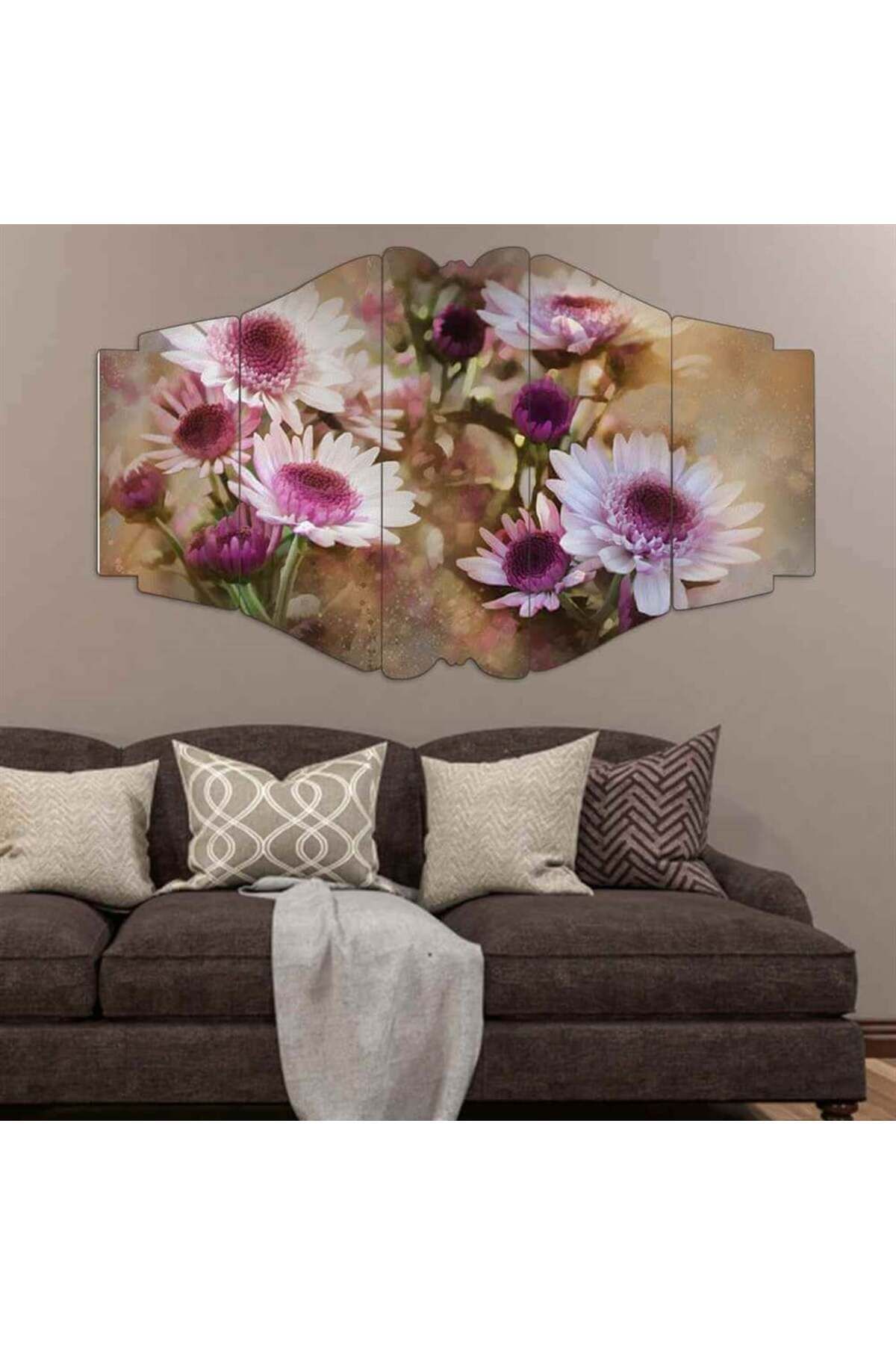 Pembe Papatyalar - 5 Parçalı Tablo