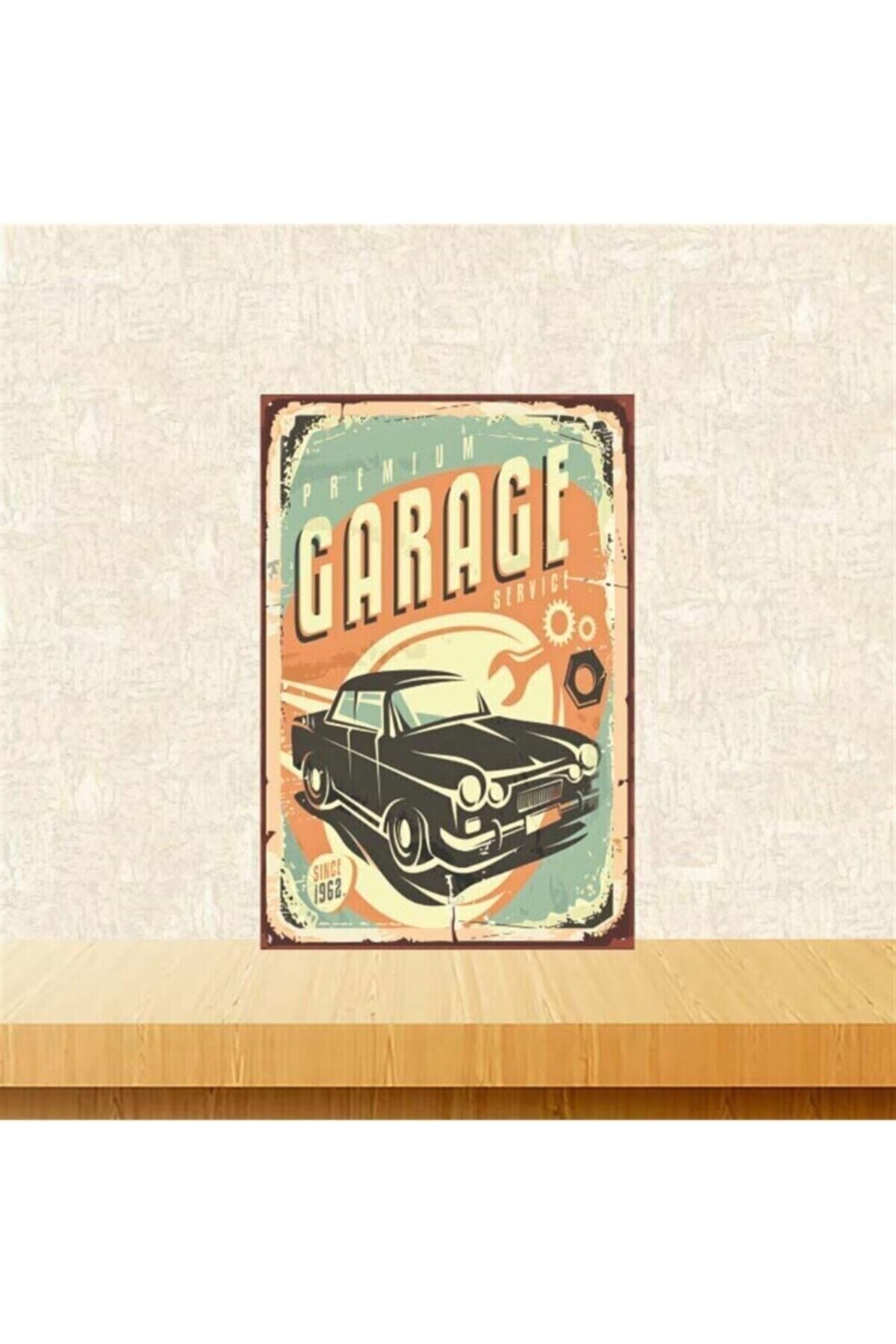 Bej Grage Retro Ahşap Poster 20x30 Cm