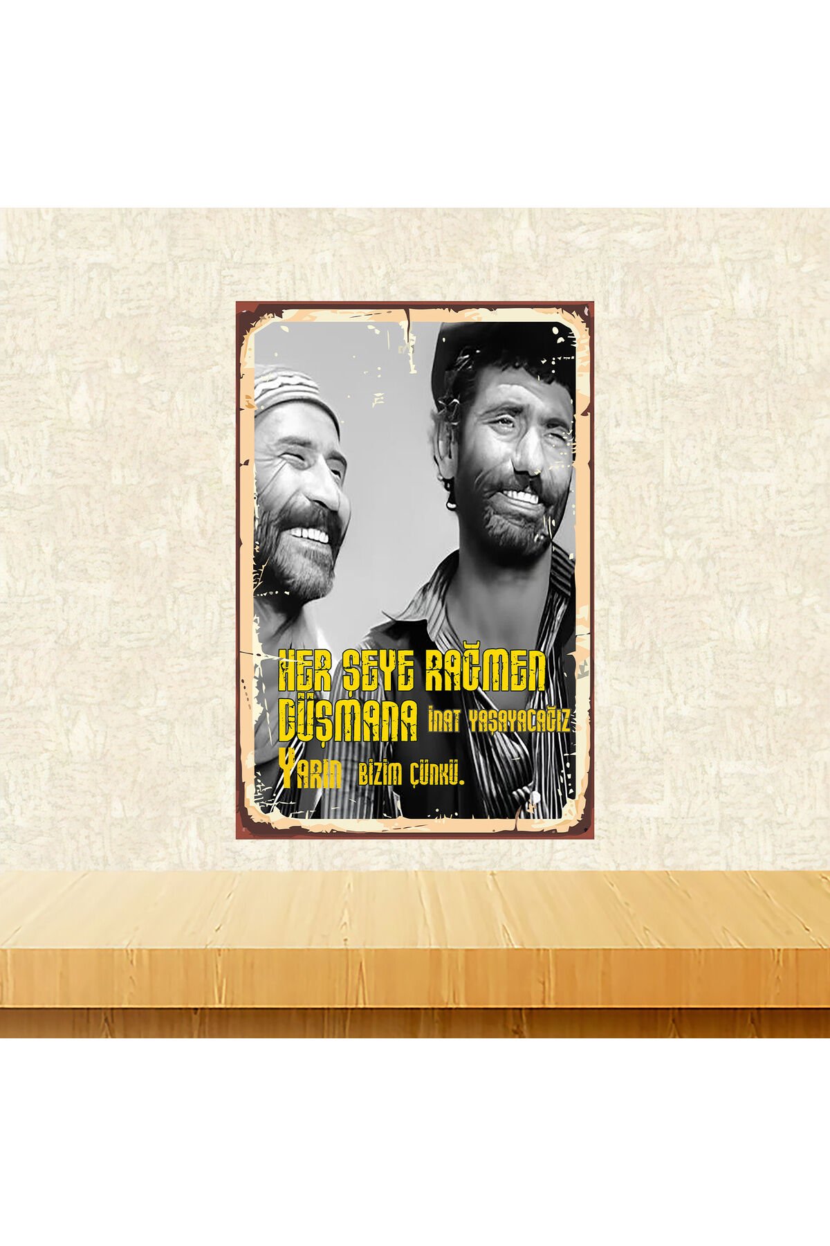 Yılmaz Güney Tuncel Kurtiz Temali 20 x 30 CM MDF Ahşap Duvar Tablosu Arkasından Yapışkan Mevcuttur