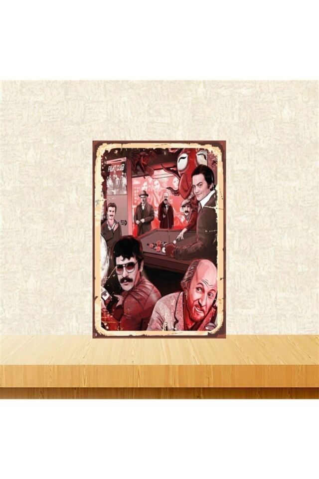 Yeşilçamın Kötü Karakterleri 20-30 Cm Retro Ahşap Tablo Tkfx4983