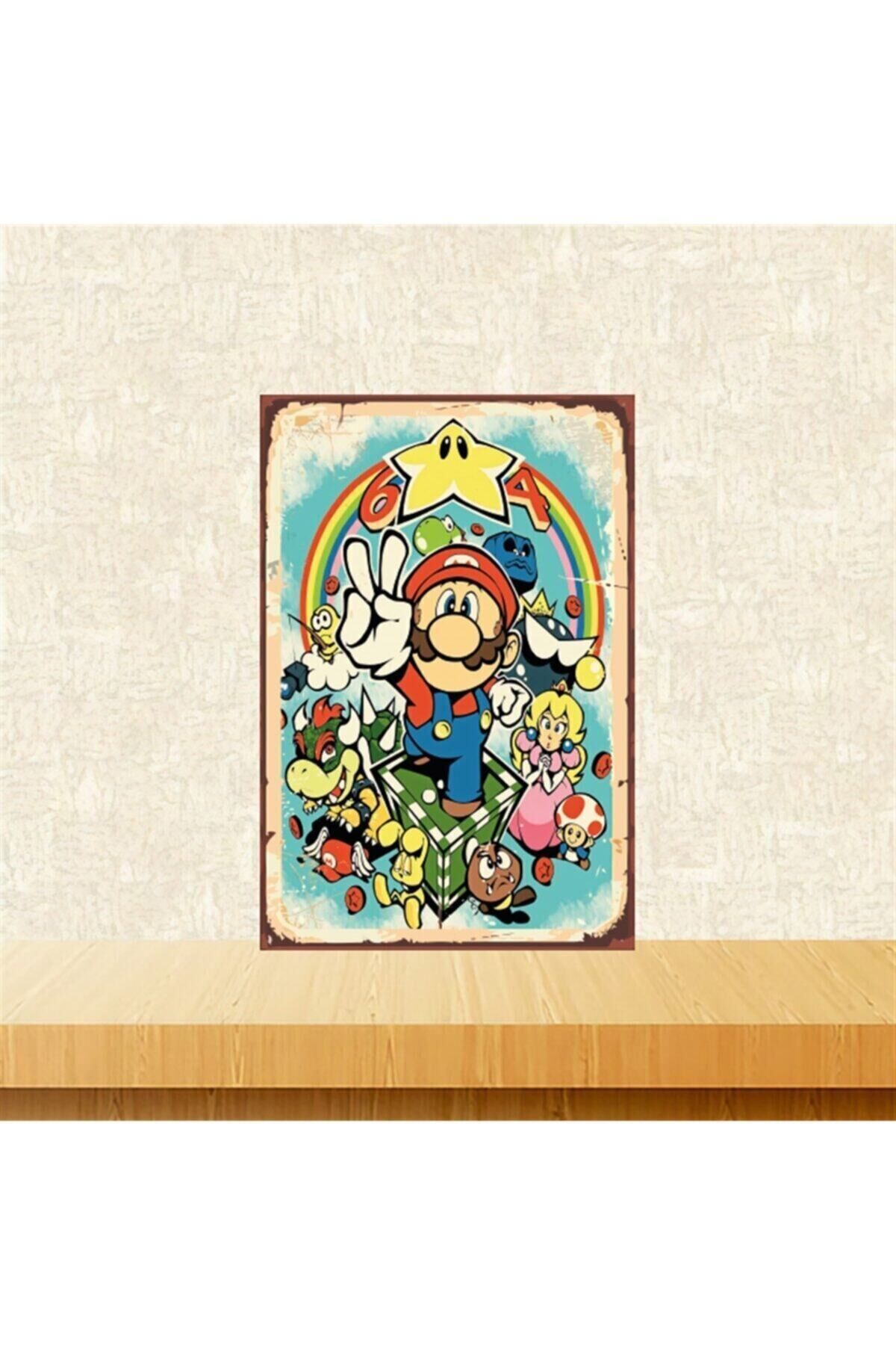 Super Mario 20-30 Cm Retro Ahşap Tablo Tkfx5039