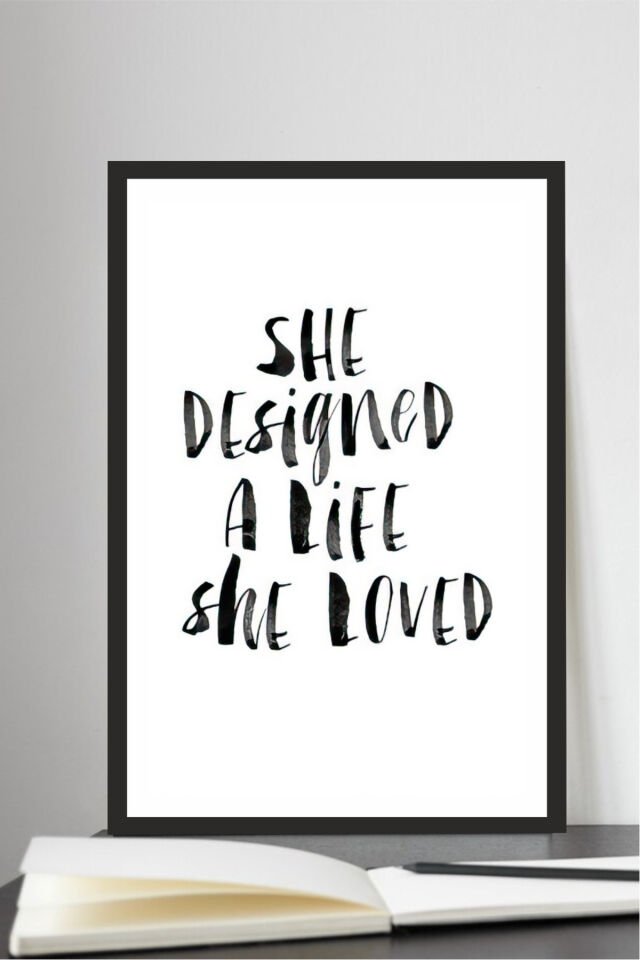 motto yazılı çerçeve görünümlü mdf tablo