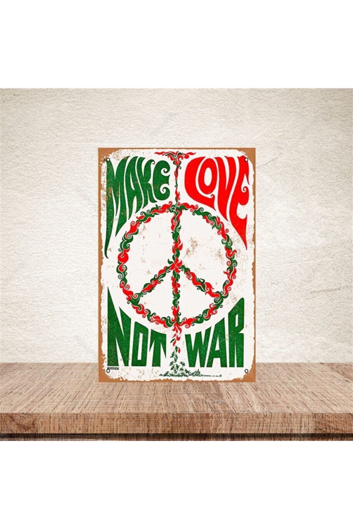 Make Love Not War 20-30 Cm Retro Ahşap Poster