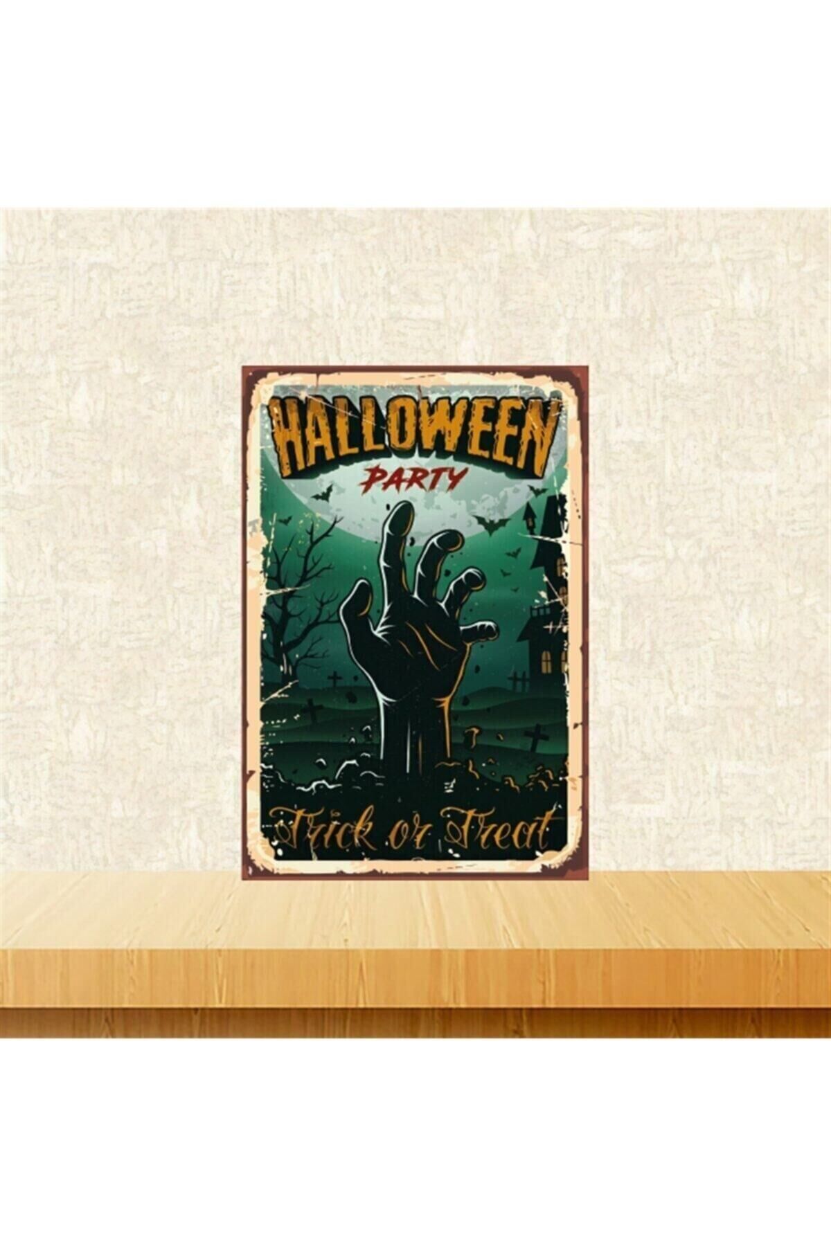 Hallowen Party 20-30 Cm Retro Ahşap Tablo Tkfx4712