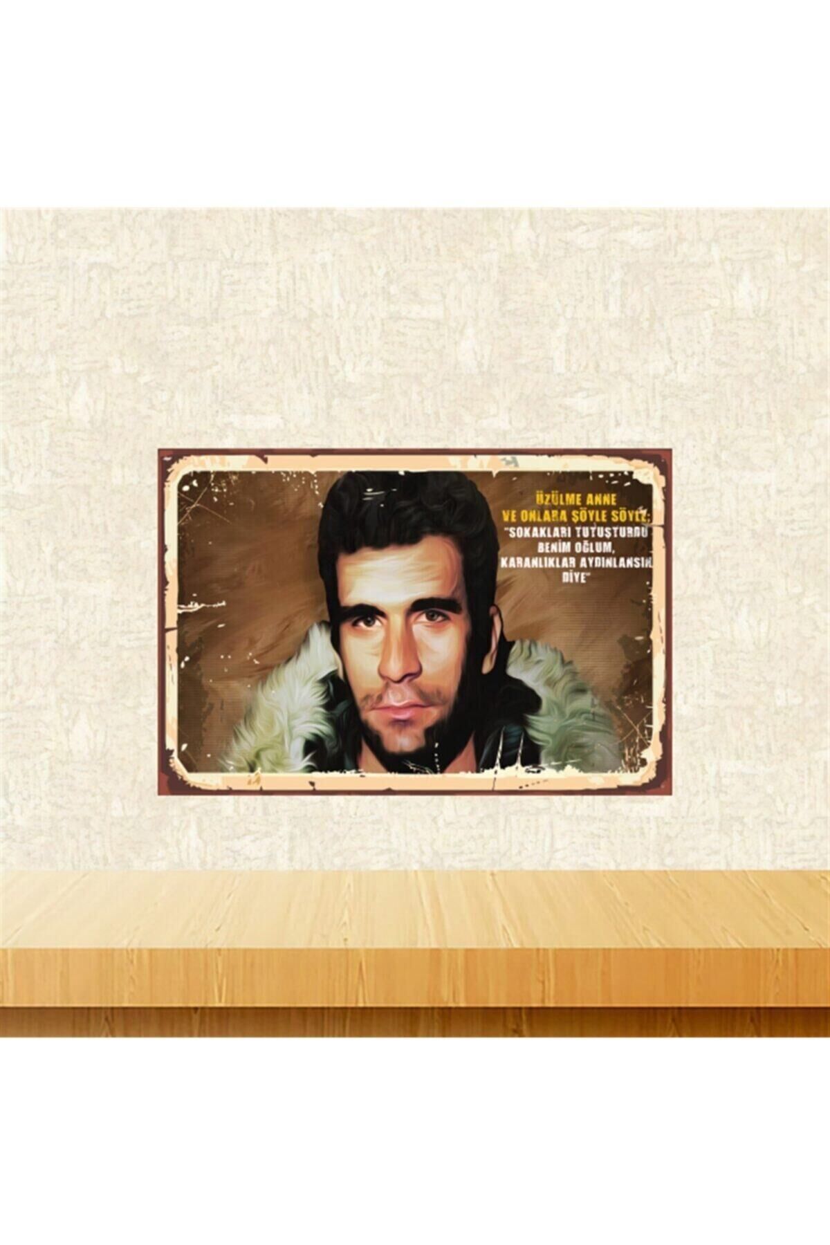 Karanlıklar Aydınlansın Diye Deniz Gezmiş 20-30 Cm Retro Ahşap Tablo Tkfx5422