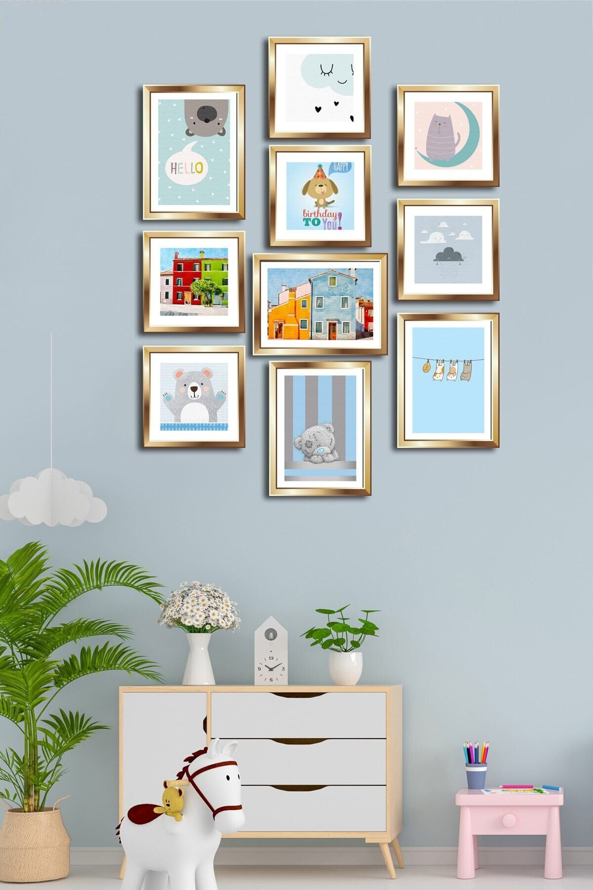 10 Parçalı Çerçeve Görünümlü Mdf Tablo Seti Flm101