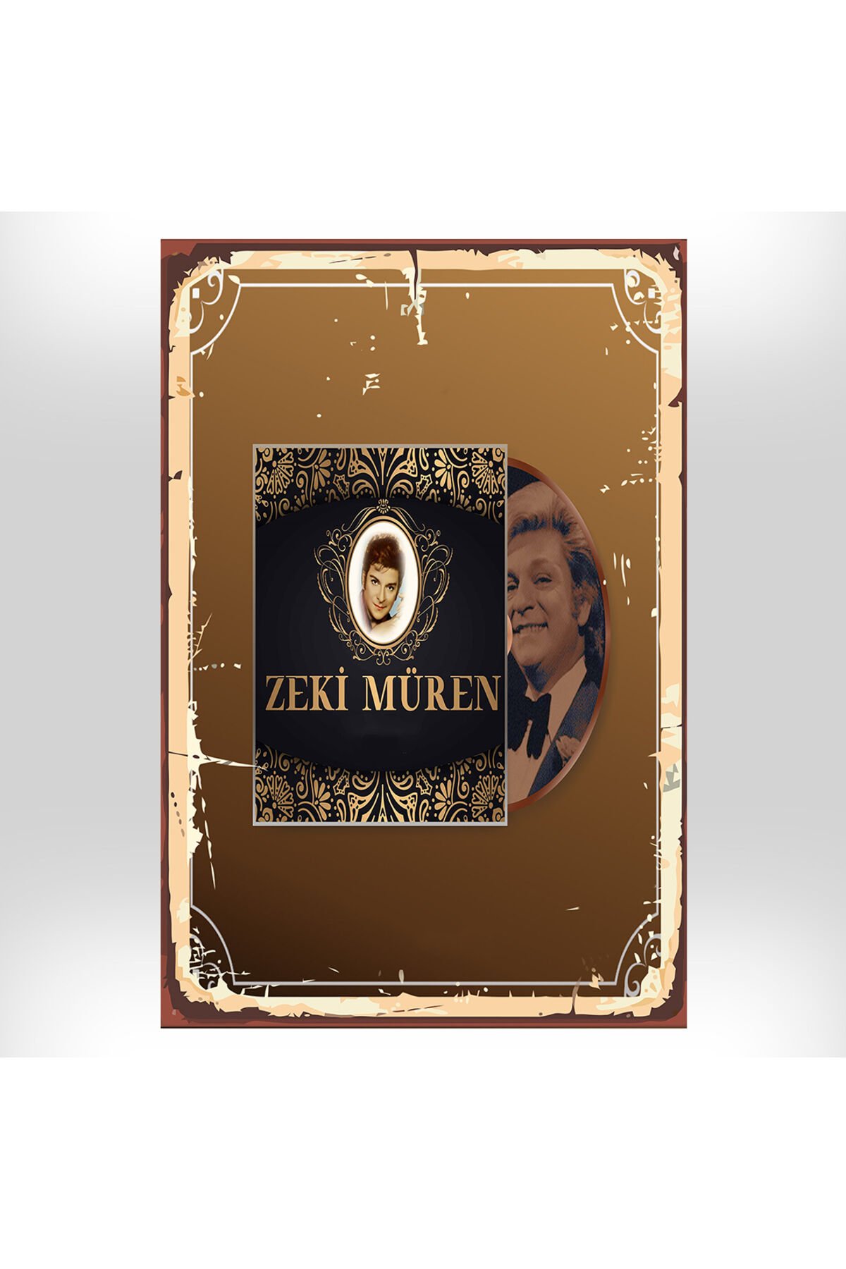 Zeki Müren Tasarımlı 20x30 Cm Retro Ahşap Tablo