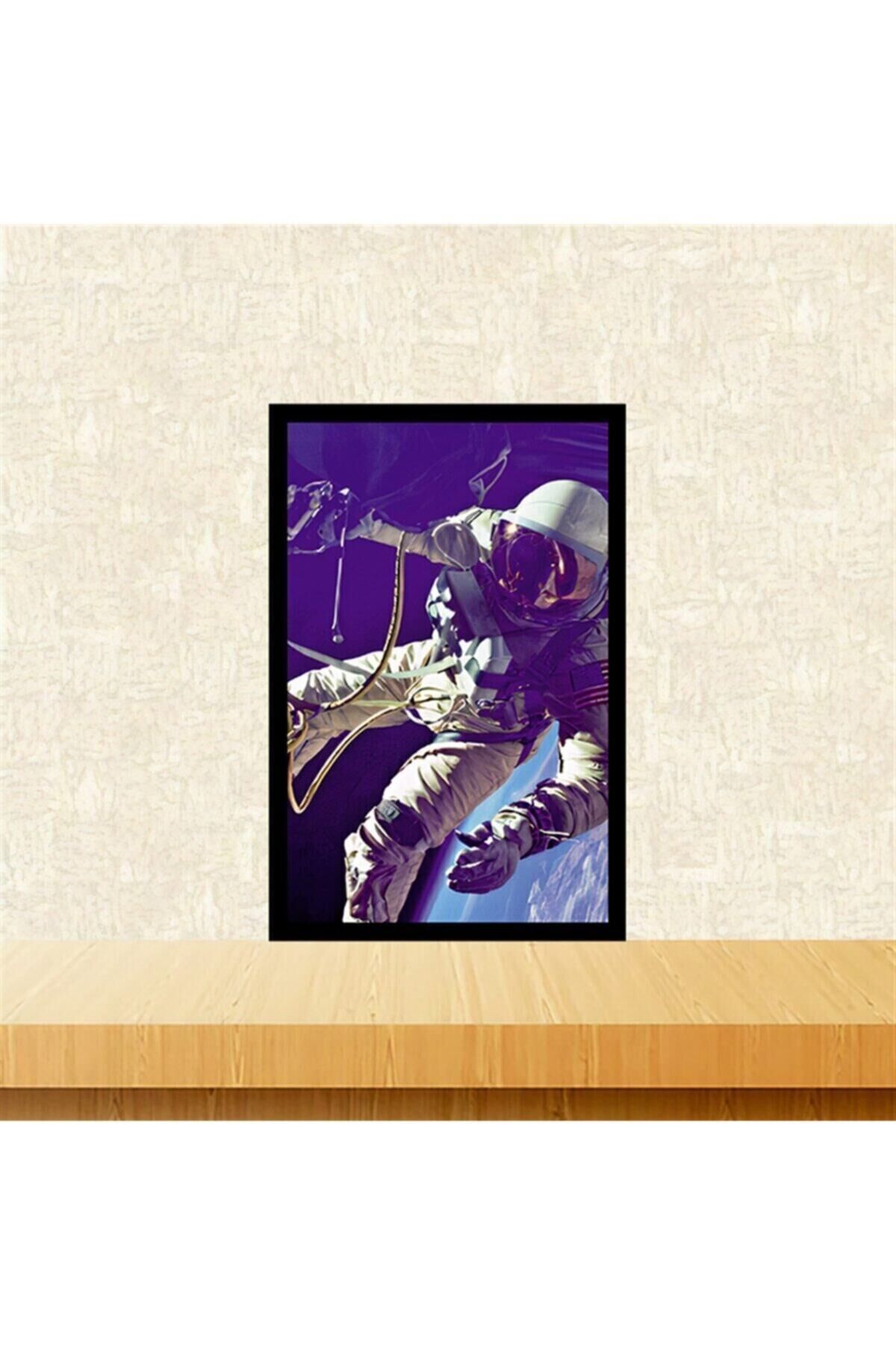 Astronot Tasarımlı 20-30 Cm Retro Ahşap Tablo Tkfx5936