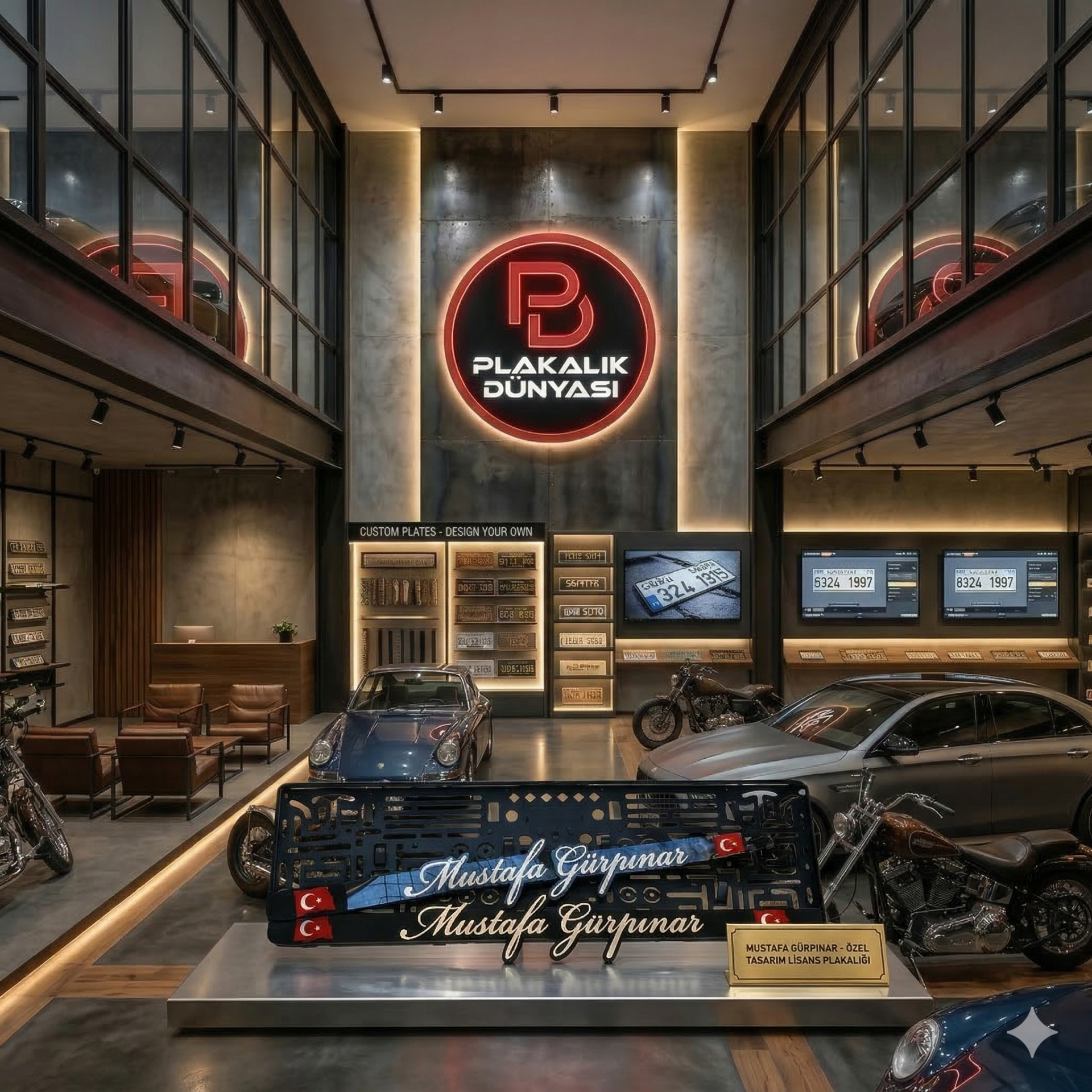 Kişiye ÖZel 2 Adet 3D Aynalı Lazer Kesim Plakalık – Pleksi Araç Plaka Çerçevesi