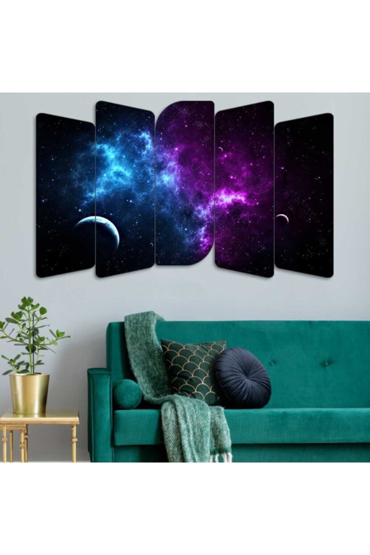 Renkli Uzay - 5 Parçalı Tablo