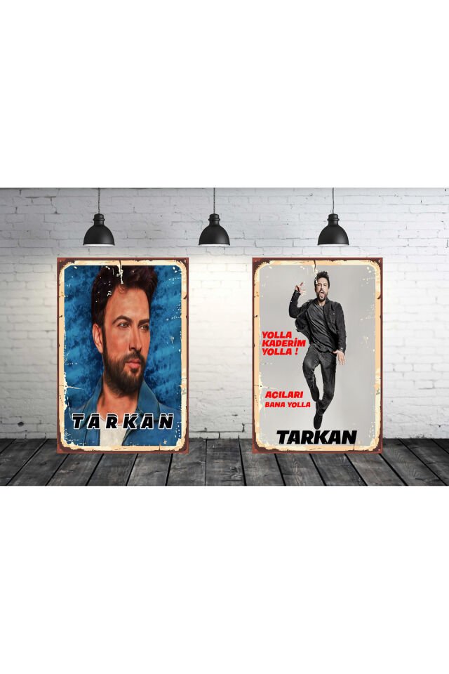 Tarkan Seti 2 Adet 20x30 Cm Retro Ahşap Tablo