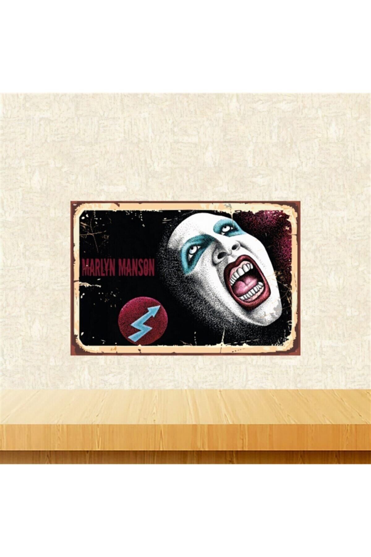 Marlyn Manson Tasarımlı 20-30 Cm Retro Ahşap Tablo Tkfx5402