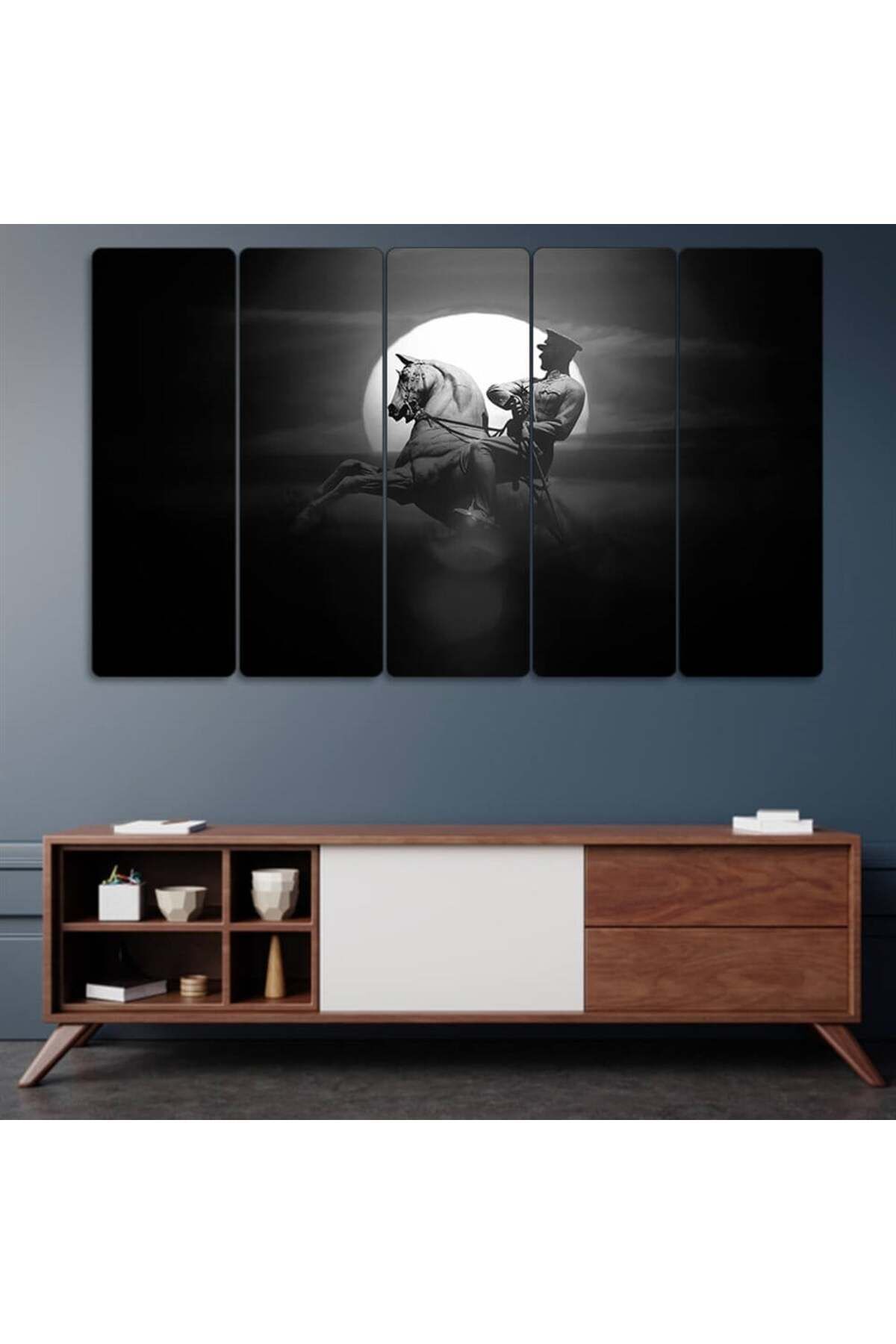 Atatürk, At Üstünde Üniformalı - 5 Parçalı Tablo