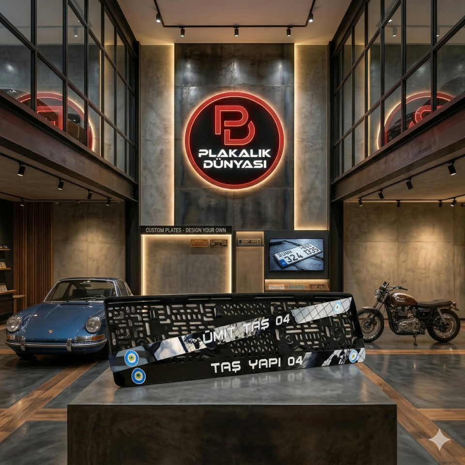 2 Adet Nazar Boncuklu Piano Black Lazer Kesim Plakalık – Pleksi Araç Plaka Aksesuarı