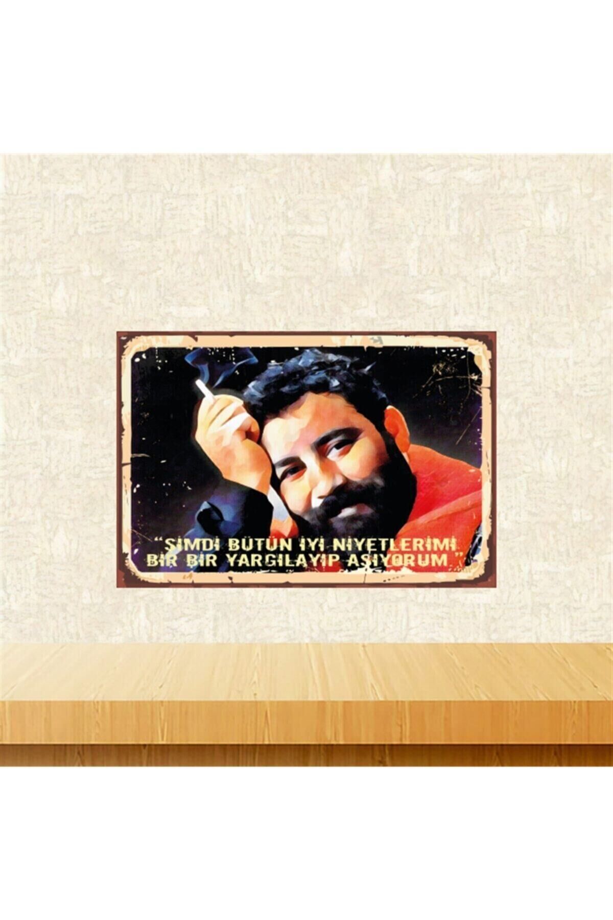 Şimdi Bütün Iyi Niyetlerimi Ahmet Kaya Retro Ahşap Tablo Tkfx5490 20-30cm