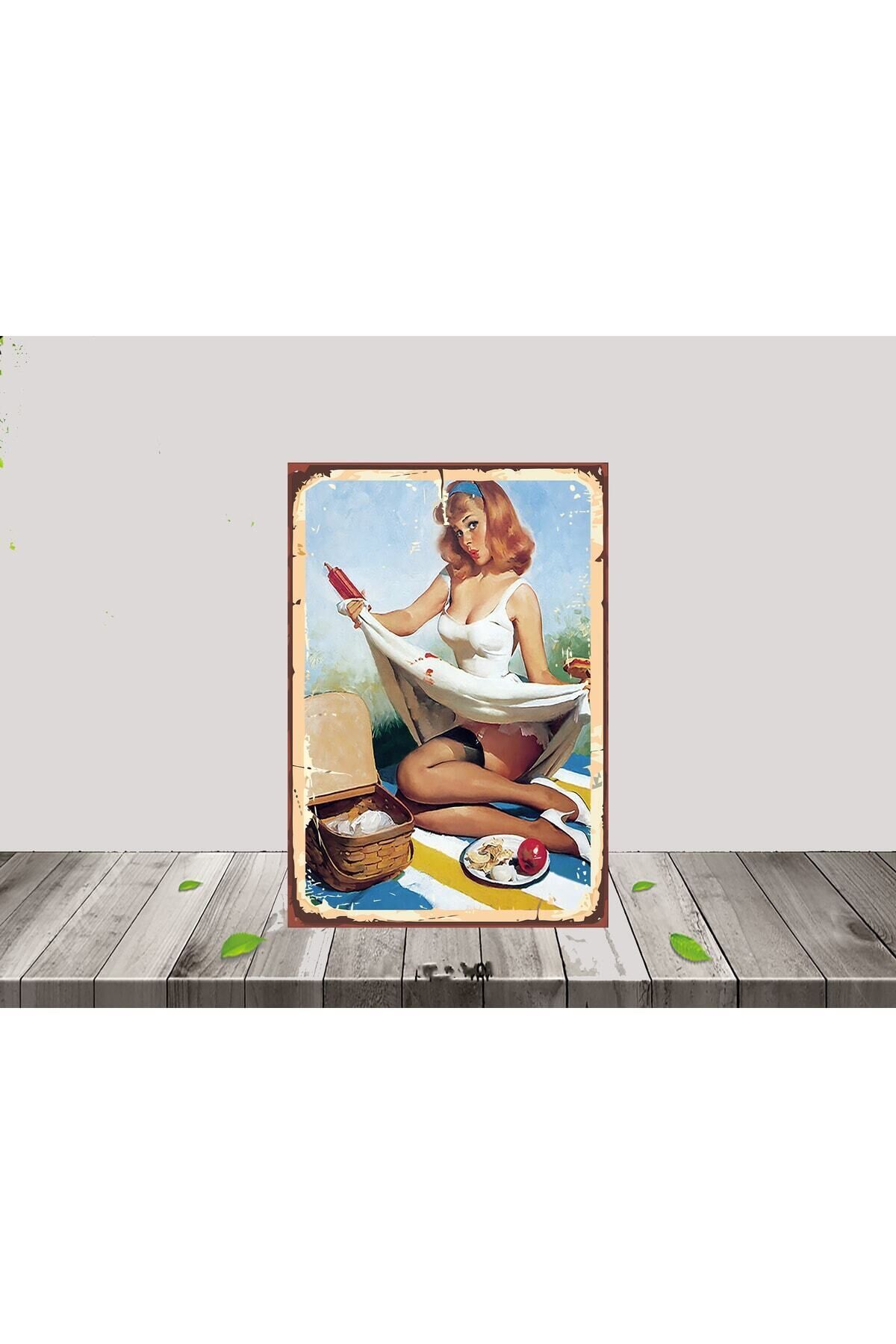 Kadın Temalı 20x30 CM Retro MDF Tablo