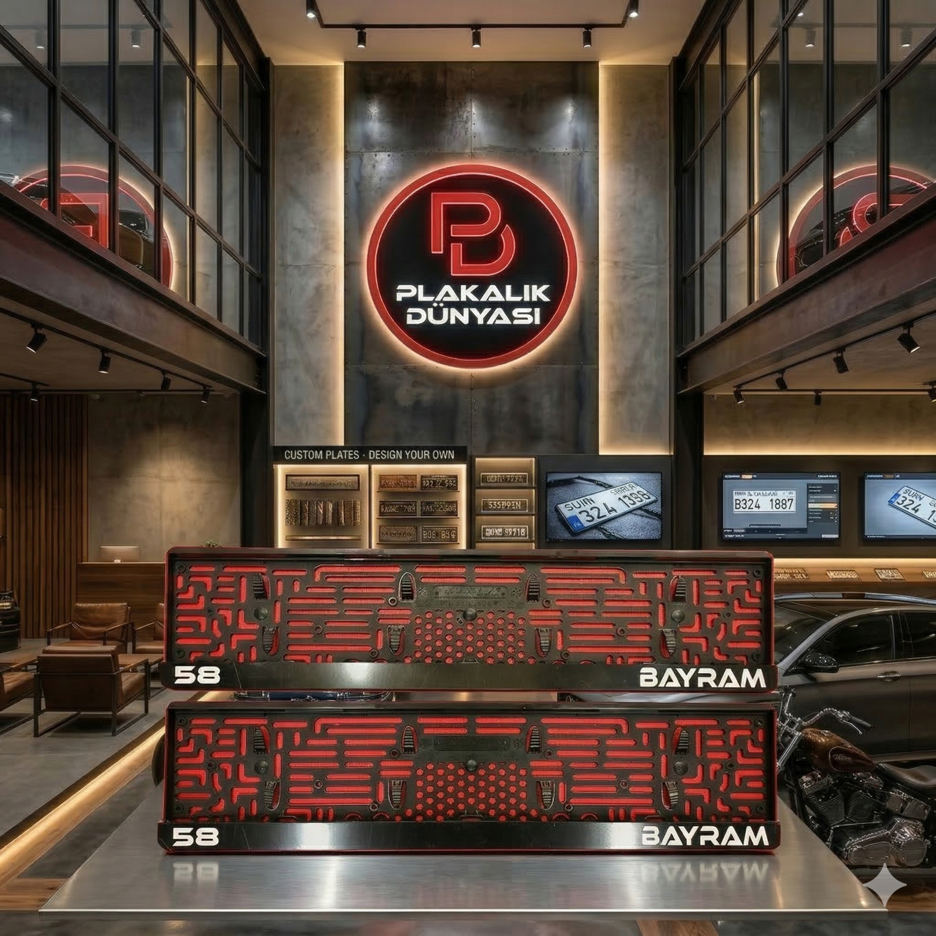 Kişiye Özel Plakalık 2’li Set | İsim Yazılı Pleksi Araç Plaka Aksesuarı