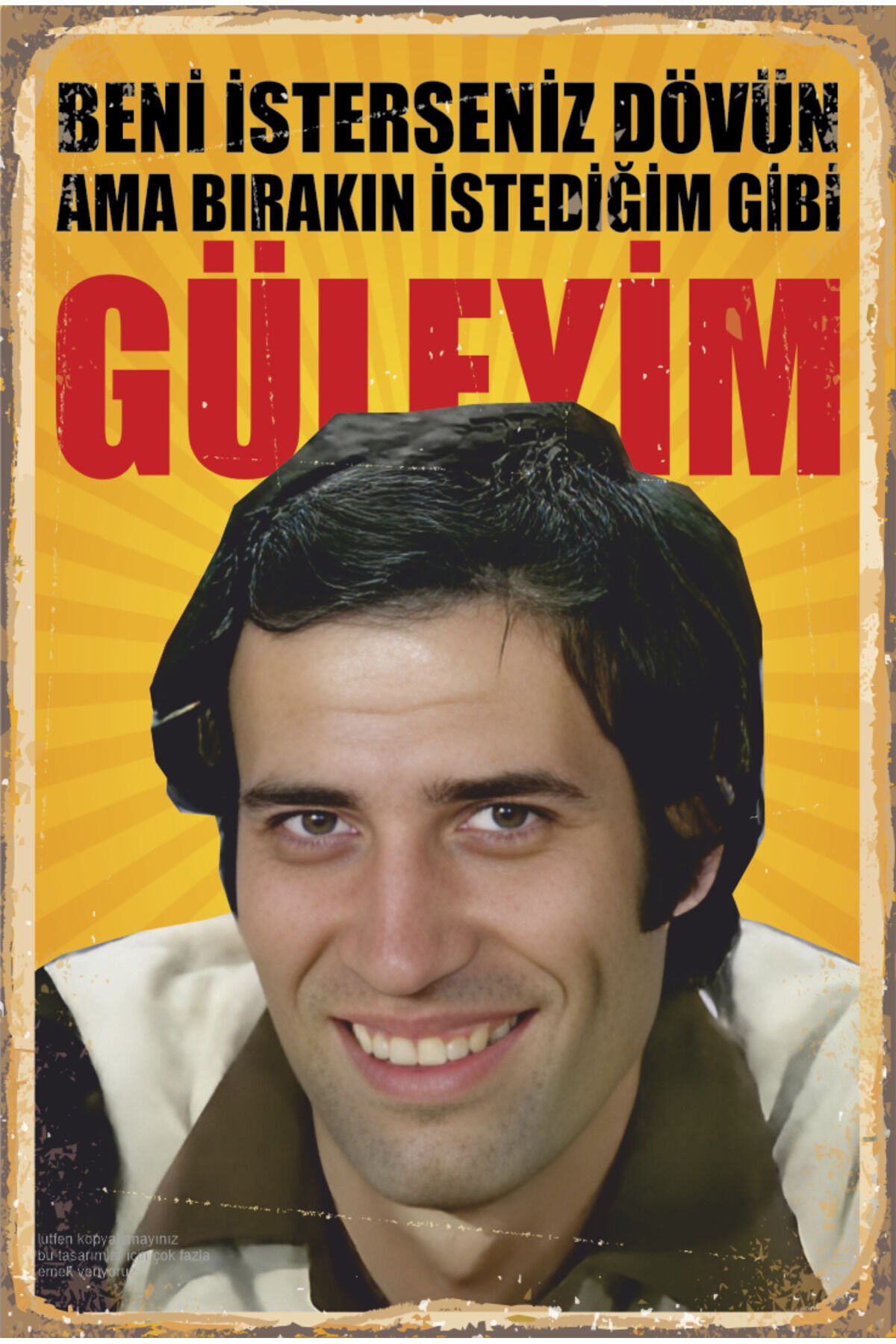 kemal sunal türk sineması yeşilçam portre replik retro ahşap poster