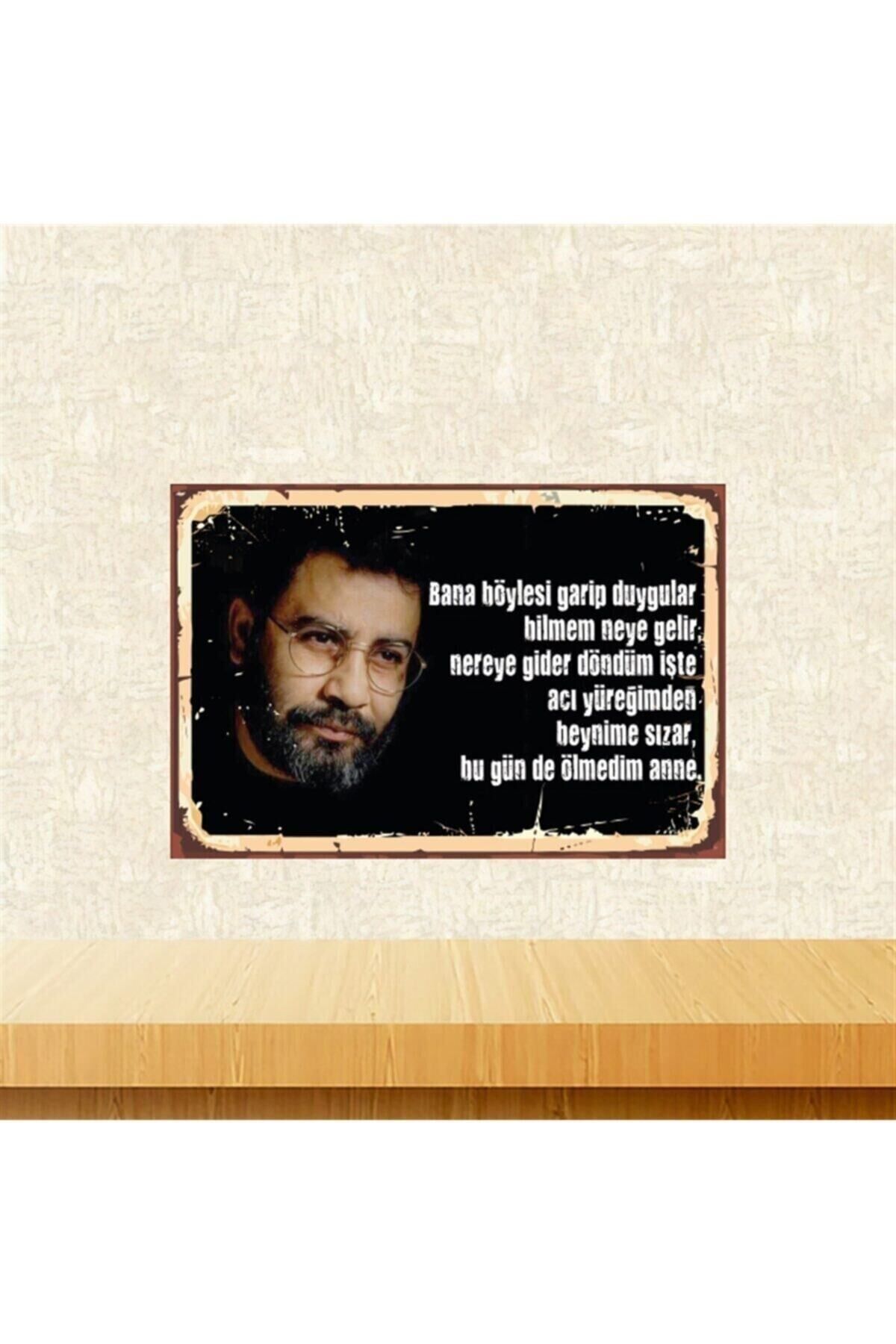 Siyah Ahmet Kaya Bugün De Ölmedim Anne Retro Ahşap Tablo Tkfx5539