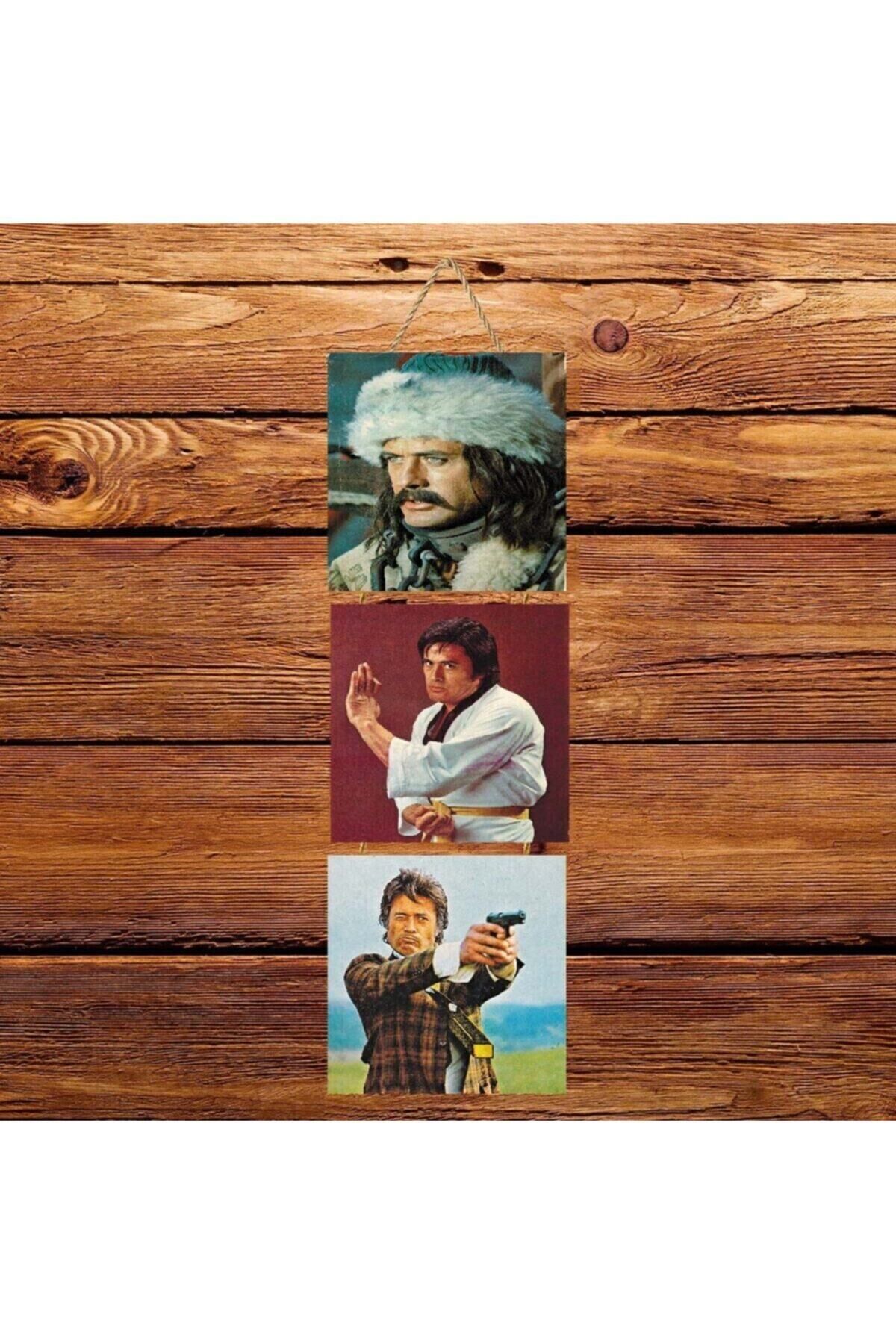 Cüneyt Arkın Üçlü Retro Ahşap Poster Ü127