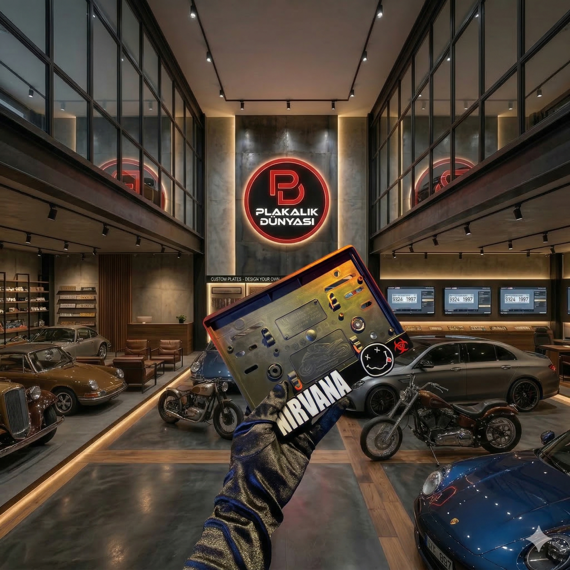 Nirvana Logolu Motor Plakalık | Dayanıklı Pleksi Motosiklet Plakalık