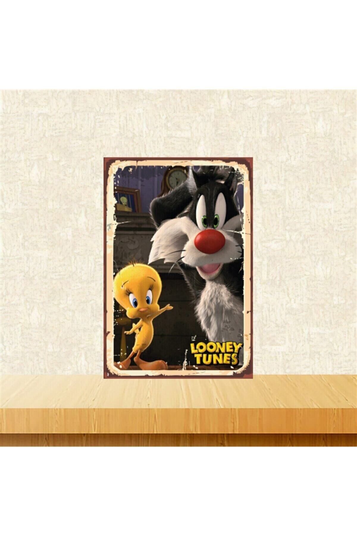 The Sylvester Tweety 20-30 cm Retro Ahşap Tablo Tkfx5075
