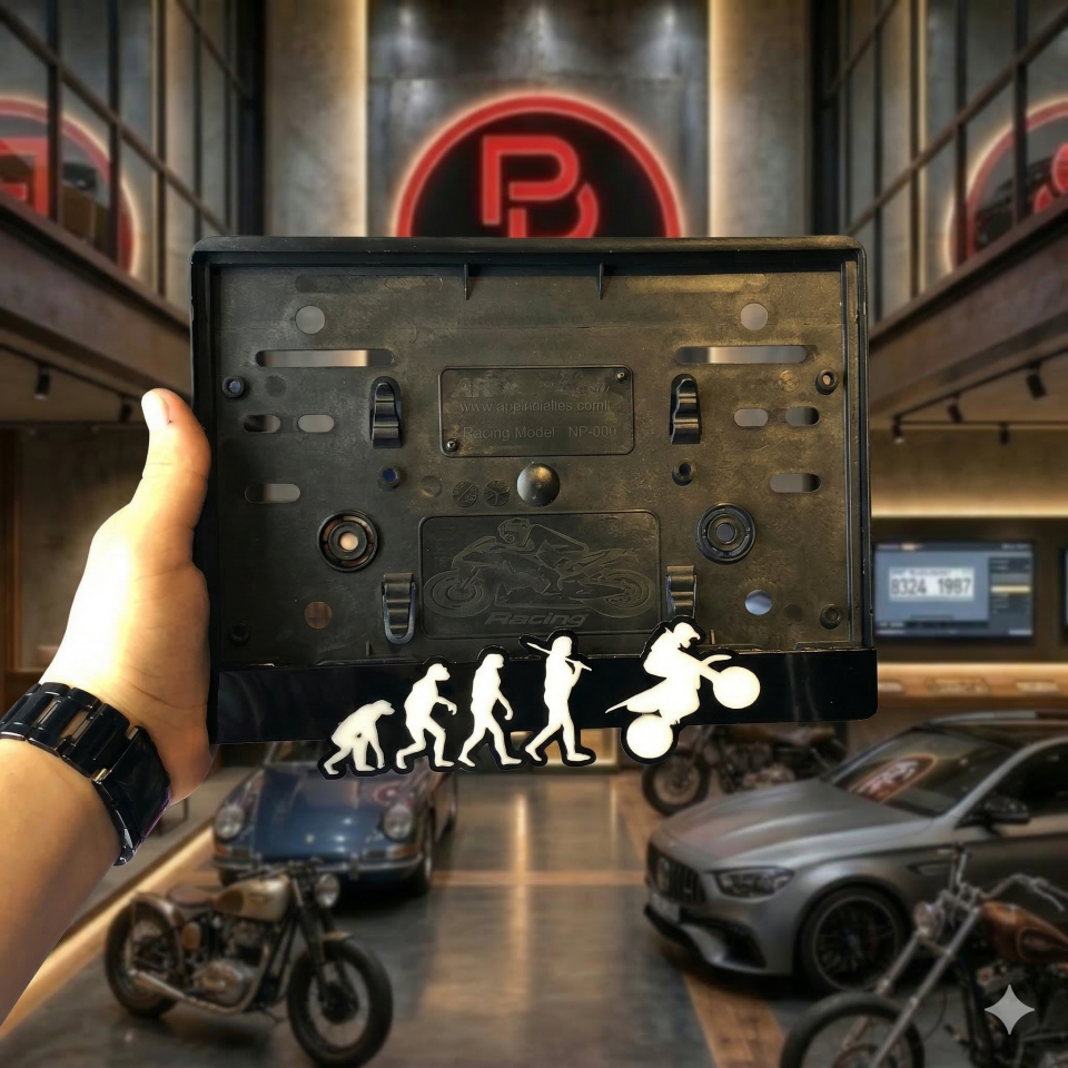 Evrim Temalı Motor Plakalık | Dayanıklı Pleksi Motosiklet Plakalık