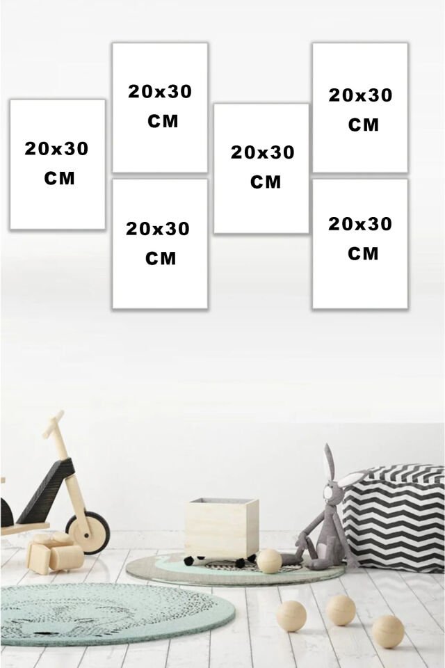6 Parçalı Eğitici Çocuk Odası Tablo Konsepti