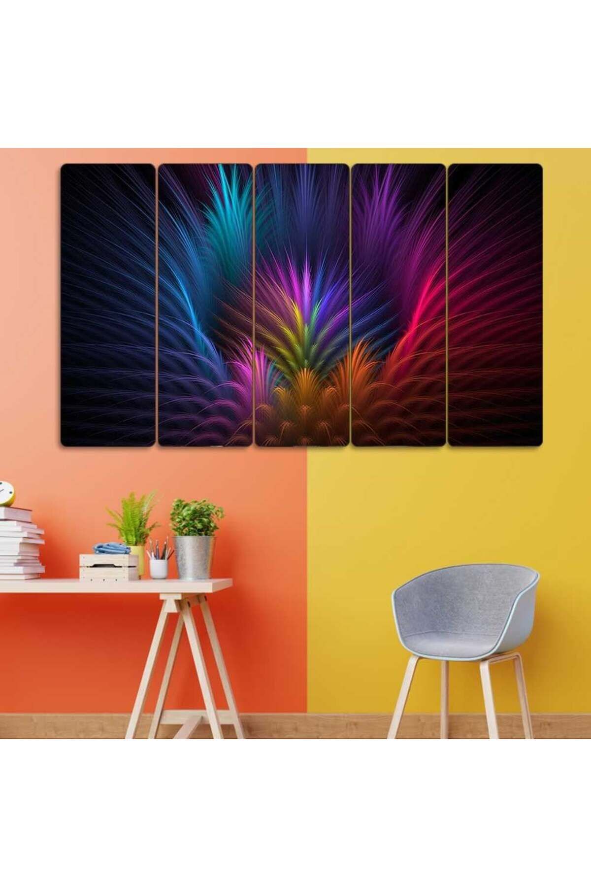 Renk Cümbüşü, Tüy Deseni - 5 Parçalı Tablo