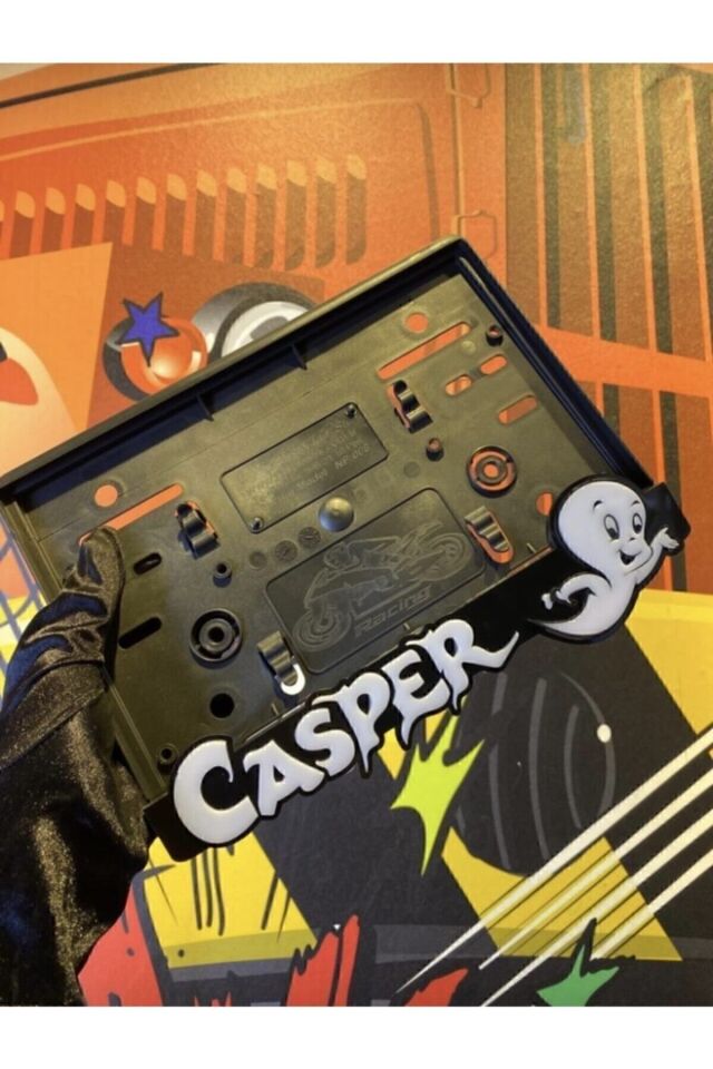 Casper Logolu Motor Plakalık | Dayanıklı Pleksi Motosiklet Plakalık