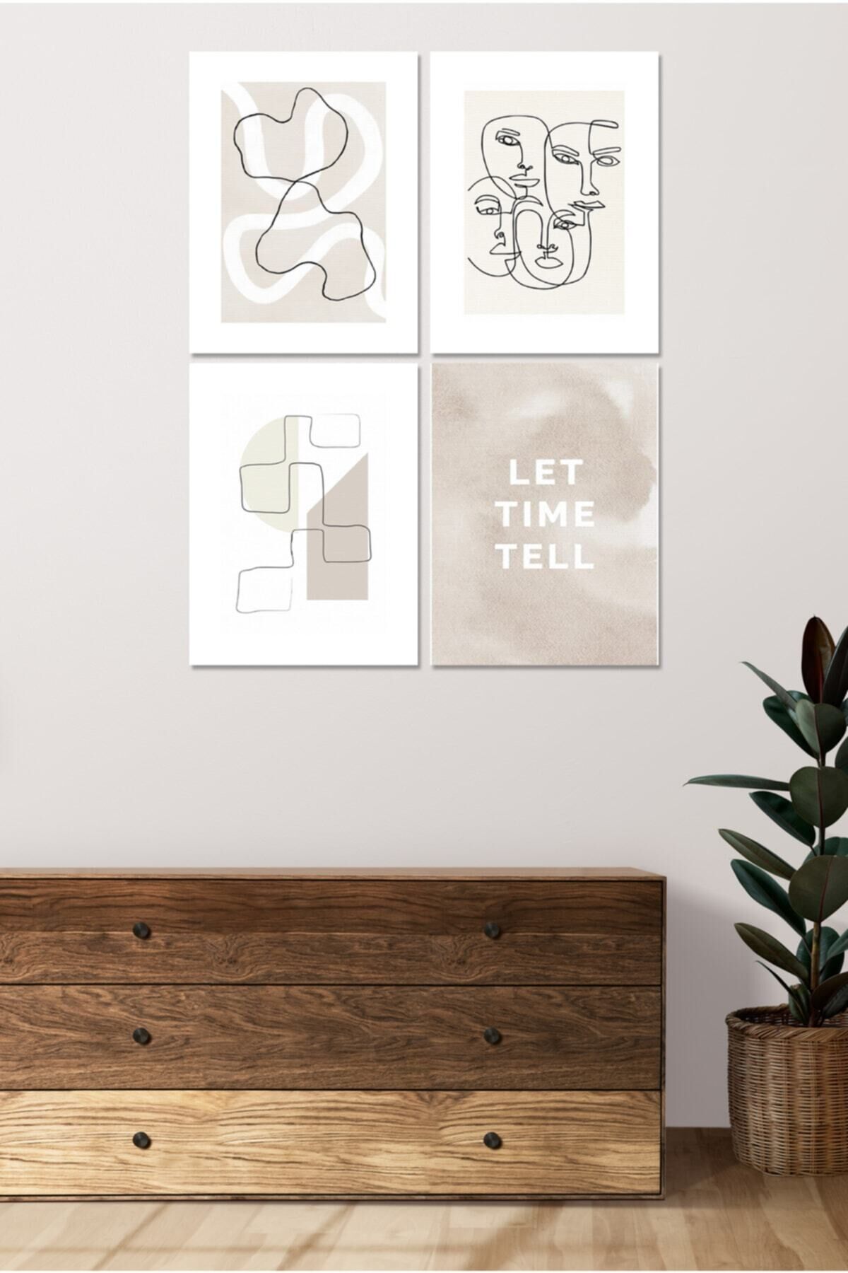 4 Parçalı Çerçeve Görünümlü Mdf Tablo Seti Dnu075