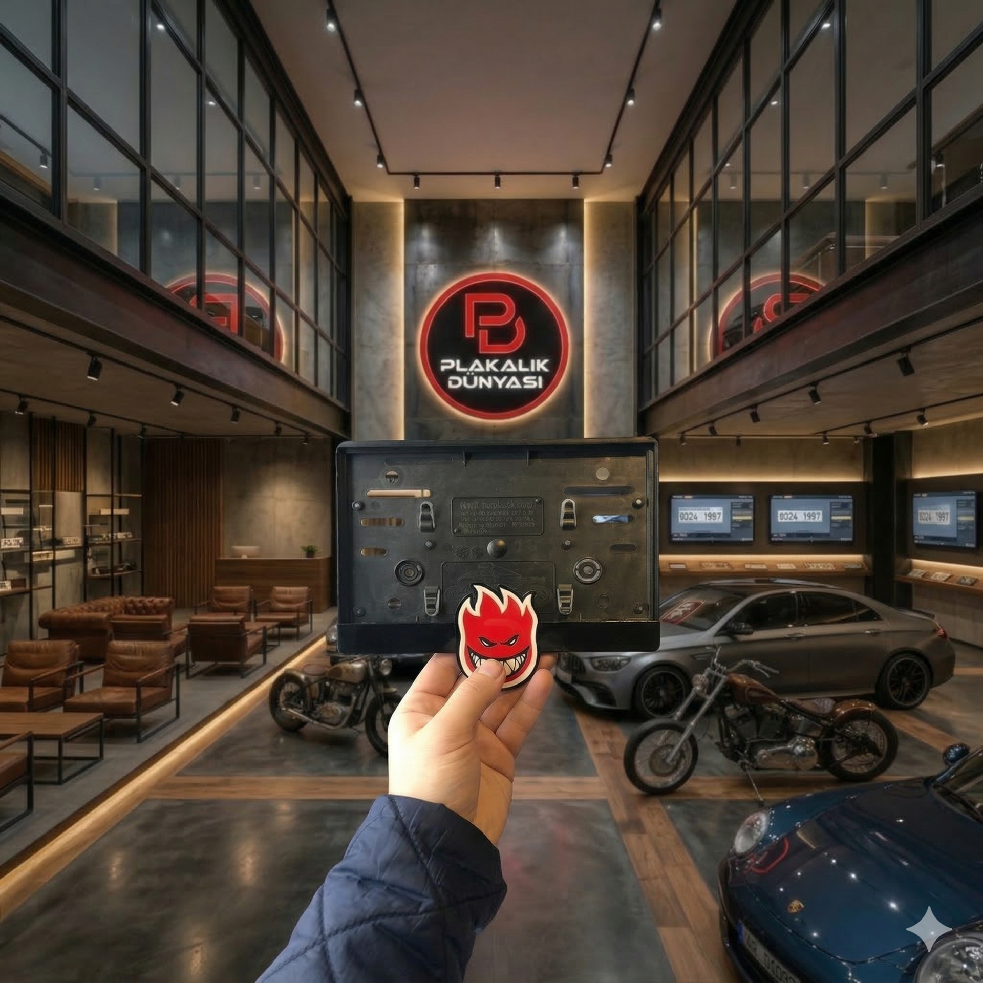 Alevli Motor Plakalık – Lazer Kesim Pleksi Motosiklet Plakalık