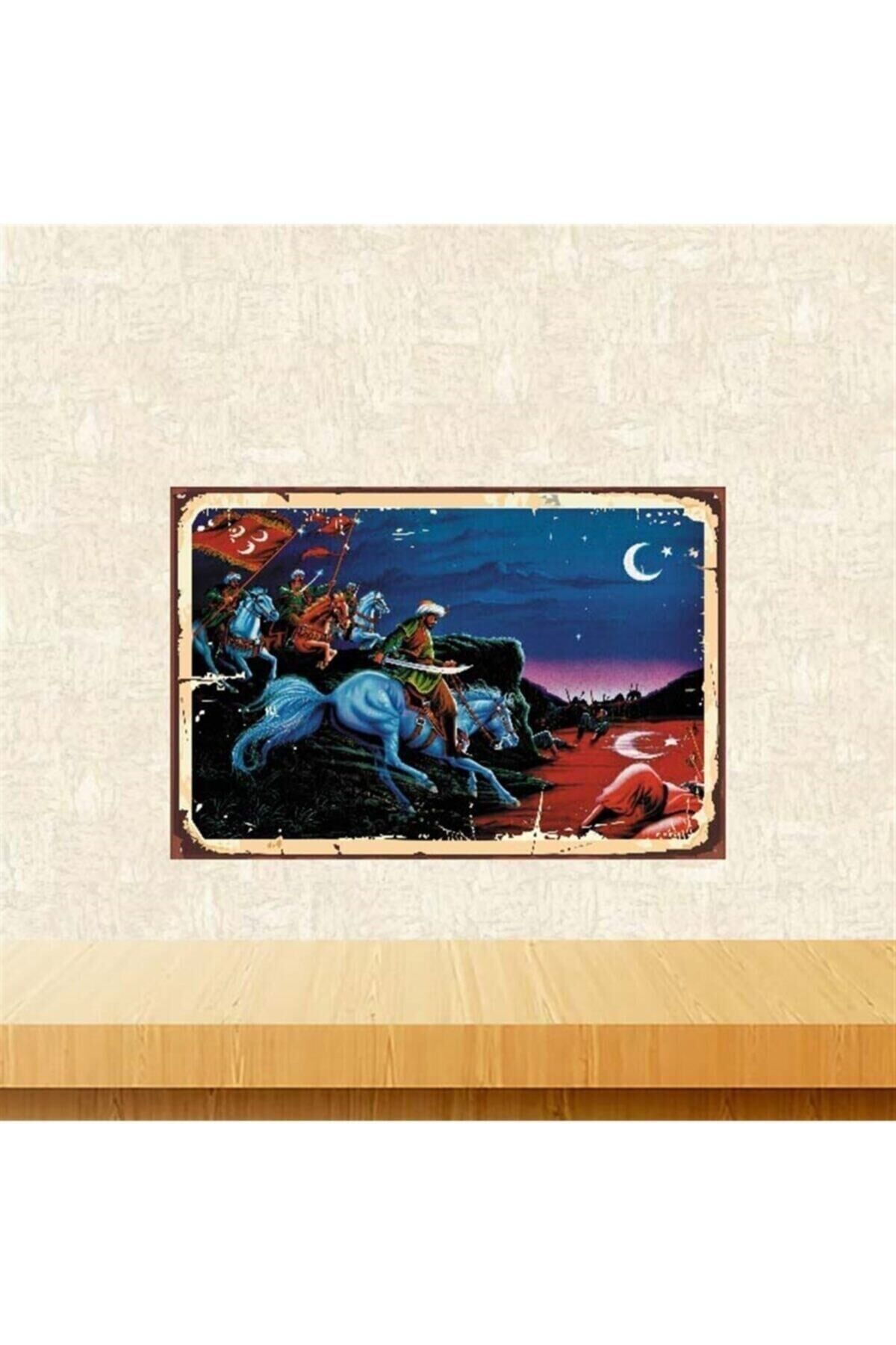 Türk Bayrağının Doğuşu 20-30 Cm Retro Ahşap Poster