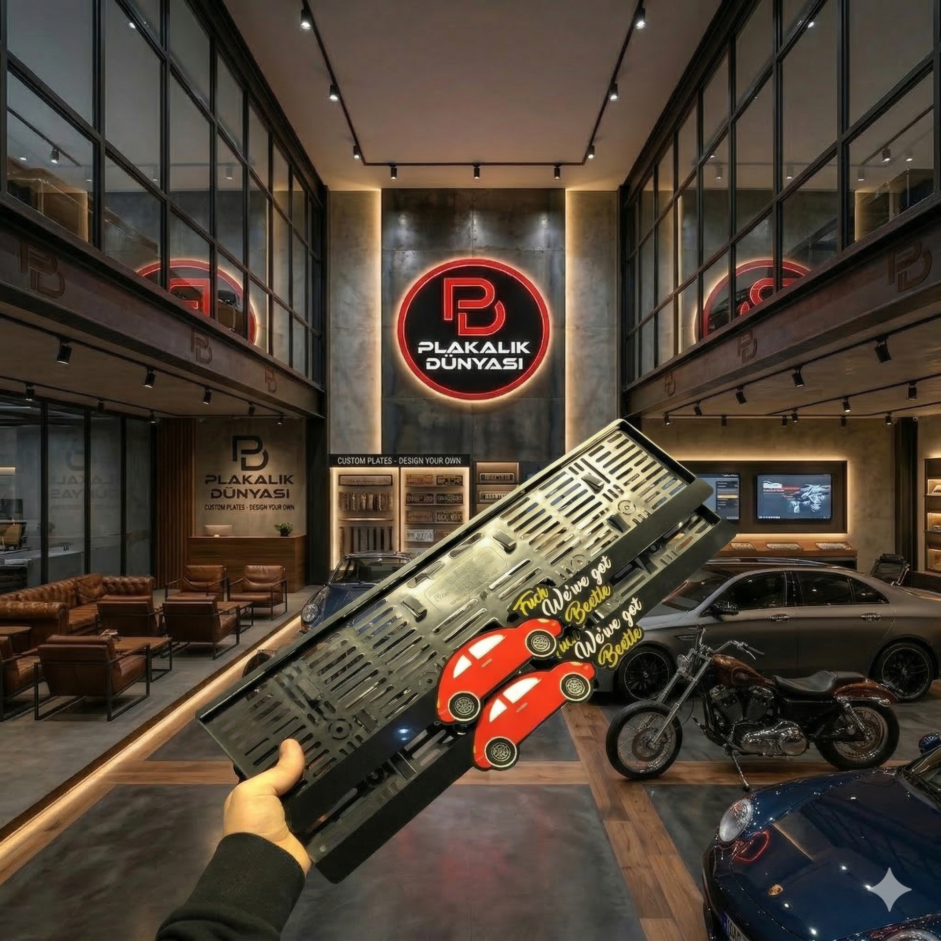 Volkswagen Beetle Plakalık 3D Pleksi Takmatik Lazer Kesim