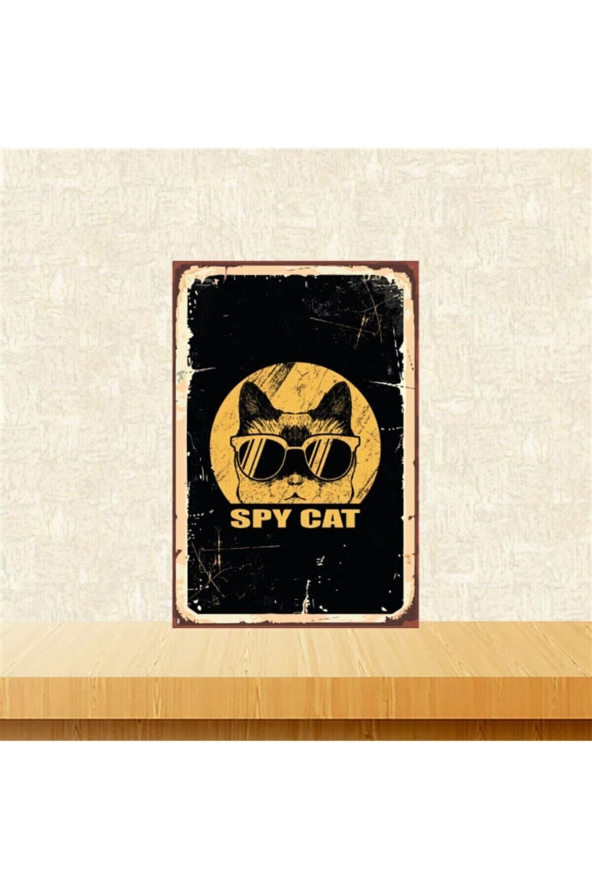 Spy Cat 20-30 Cm Retro Ahşap Tablo Tkfx5184